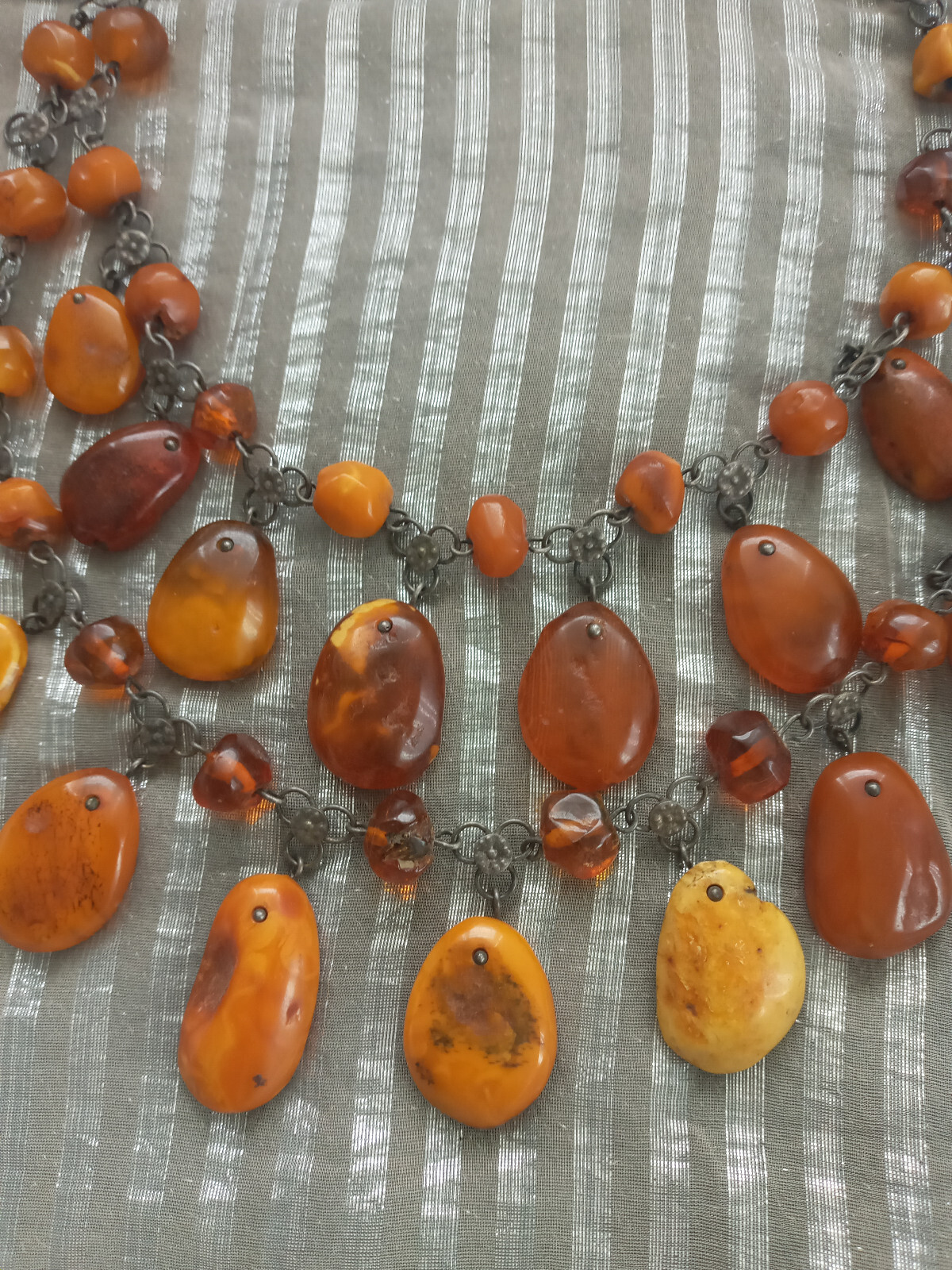 Vintage Natural Handmade Raw Baltic Amber Collar Necklace Butterscotch Egg Yolk