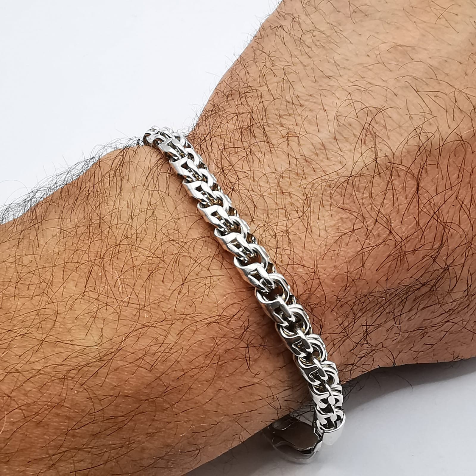 Vintage Fine Unique Bracelet Cable Link Chain Solid 925 Silver Sterling Men Gift