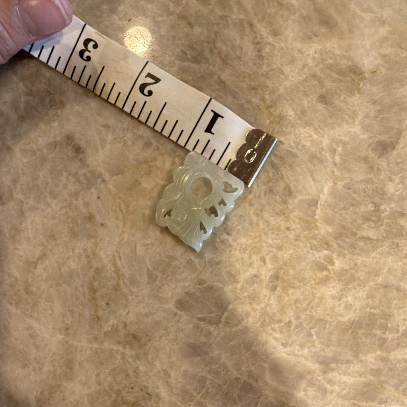 Green Carved Stone Square Pendant Charm, Pendant Style, Center Hole