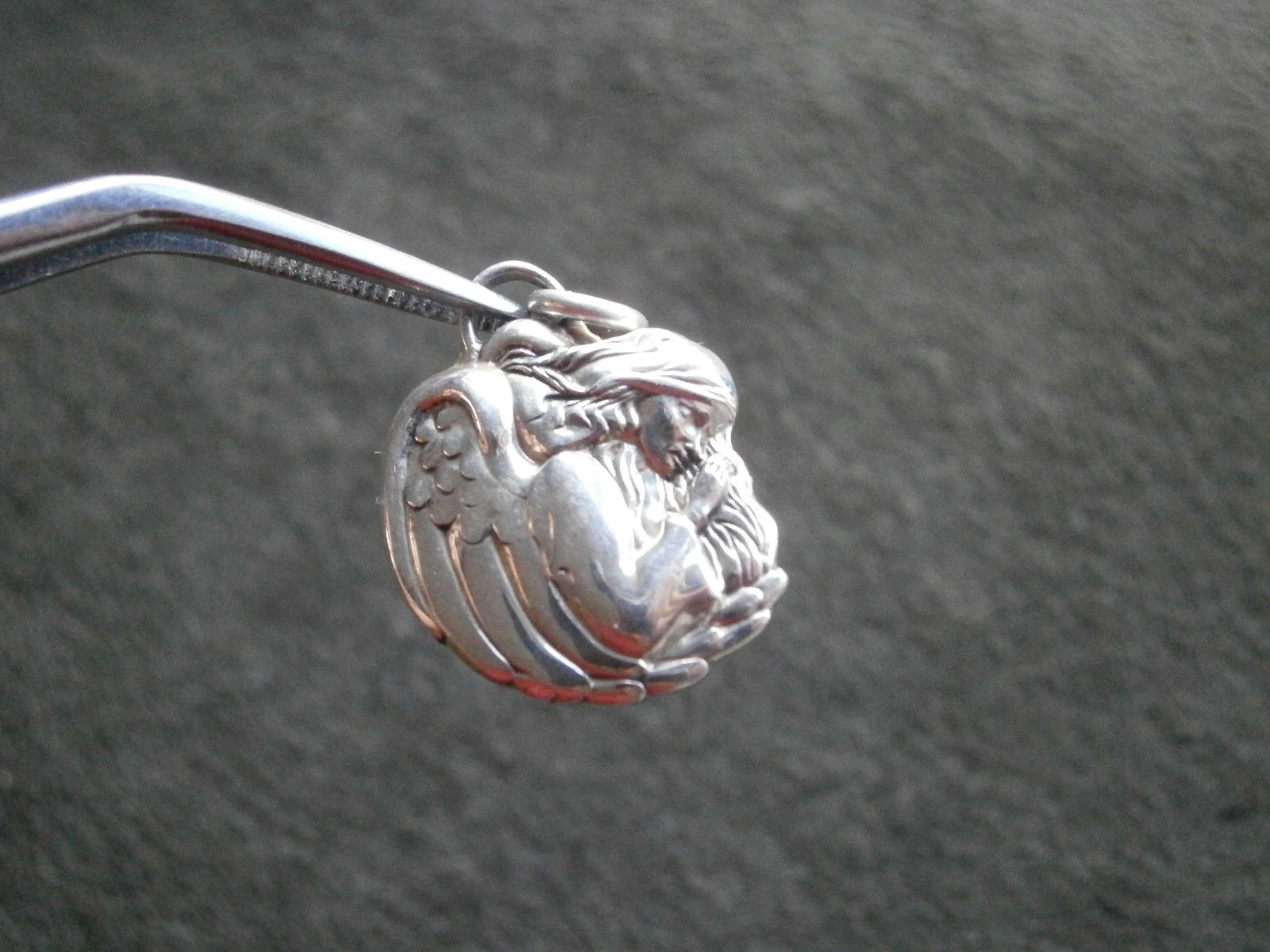 Angel Michael Military Airborne Vtg Sterling Silver Bracelet Charm Pendant 4.3g