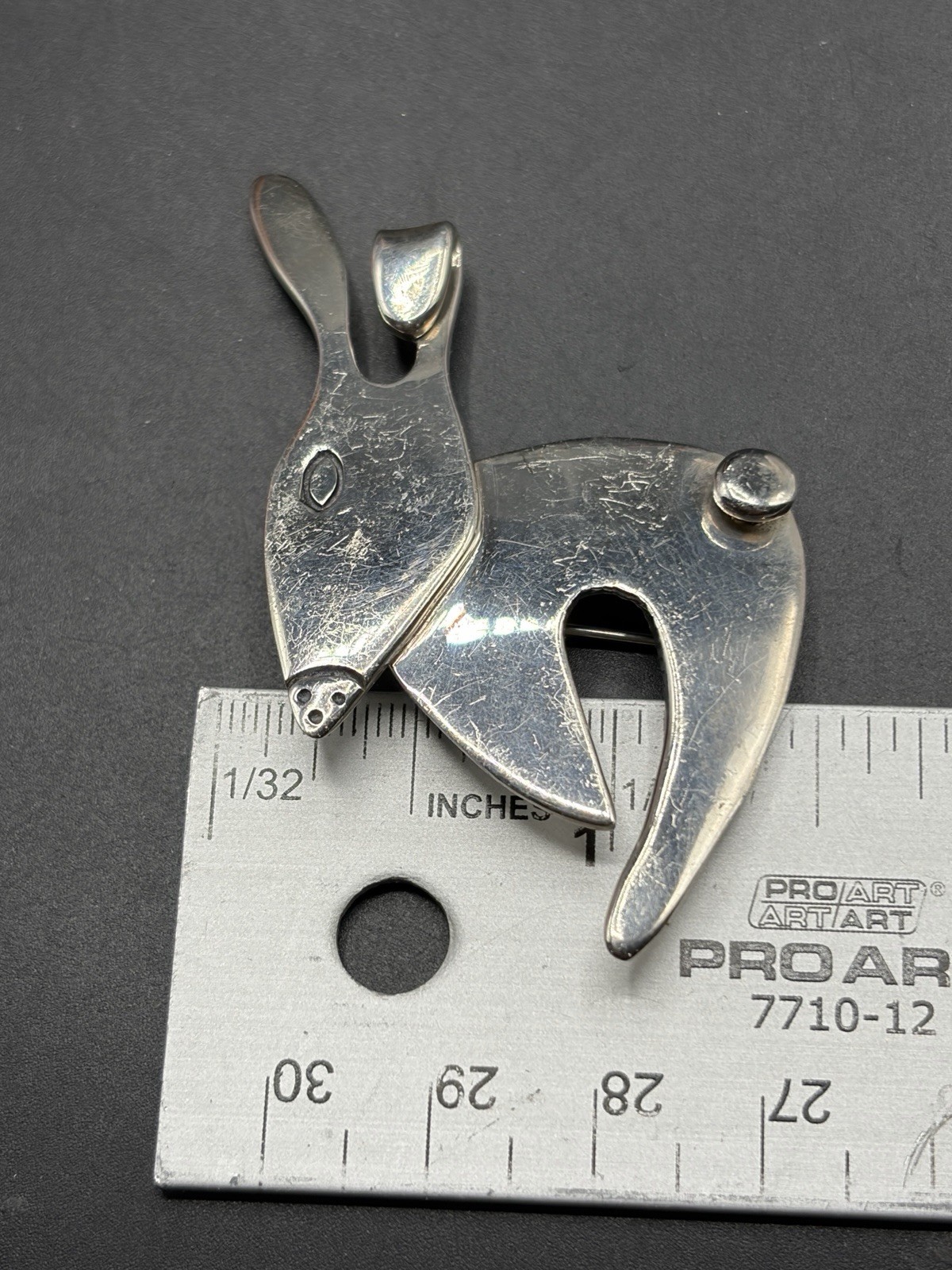 Vintage Mexico Bunny Rabbit Pendant Brooch Sterling Silver 925 Taxco Animal 14g