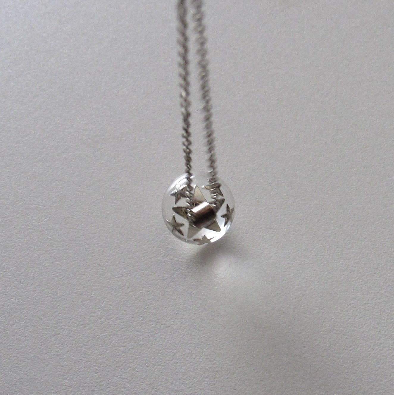 Vintage Rock Quartz Orb Pools of Light Sterling Silver Necklace