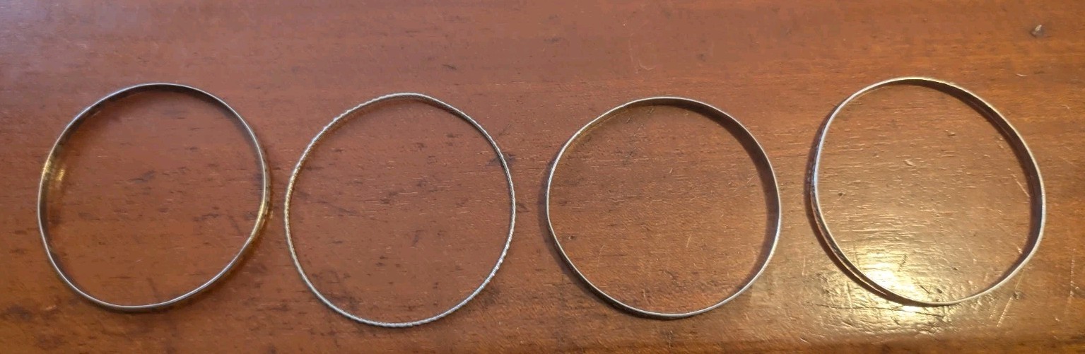 Vintage Sterling Silver Bangle Set 4pc Coro Mexico Faith Hope Charity Danecraft