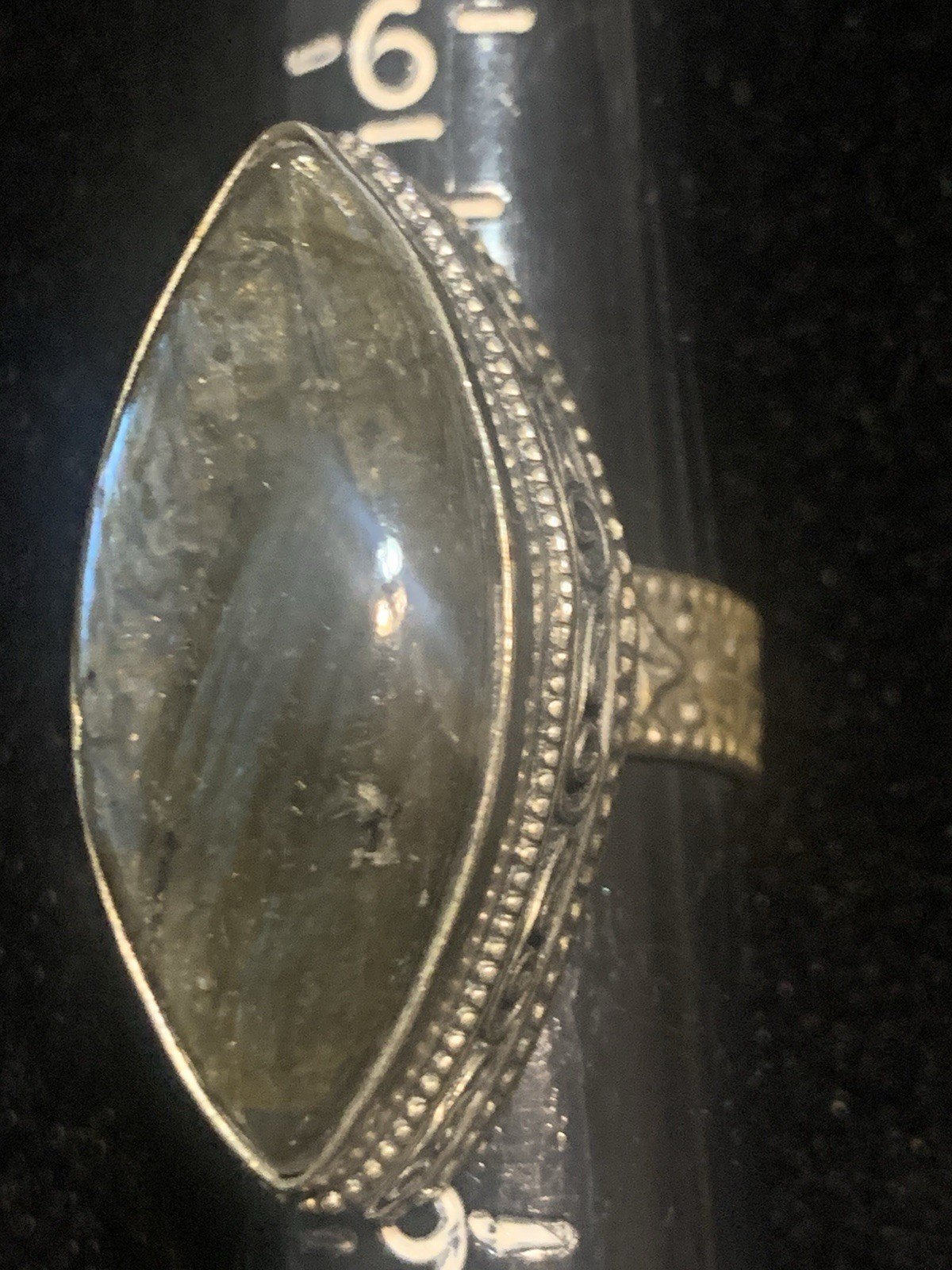 Vintage Large Labradorite Marked 925 Silver Ring Size 7.5 See Pictures!