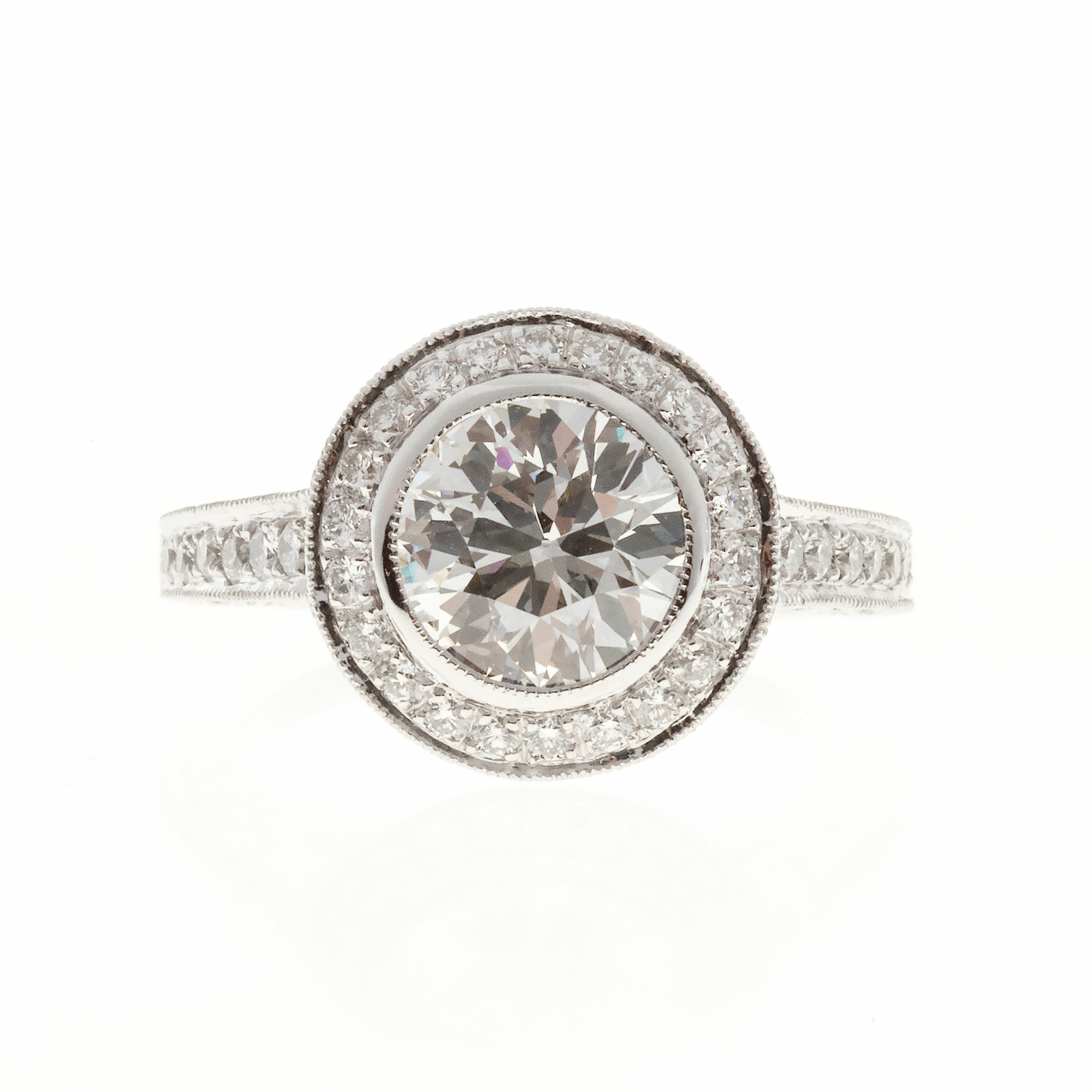Peter Suchy European Ideal Cut Diamond Ring Platinum Micro Pavé