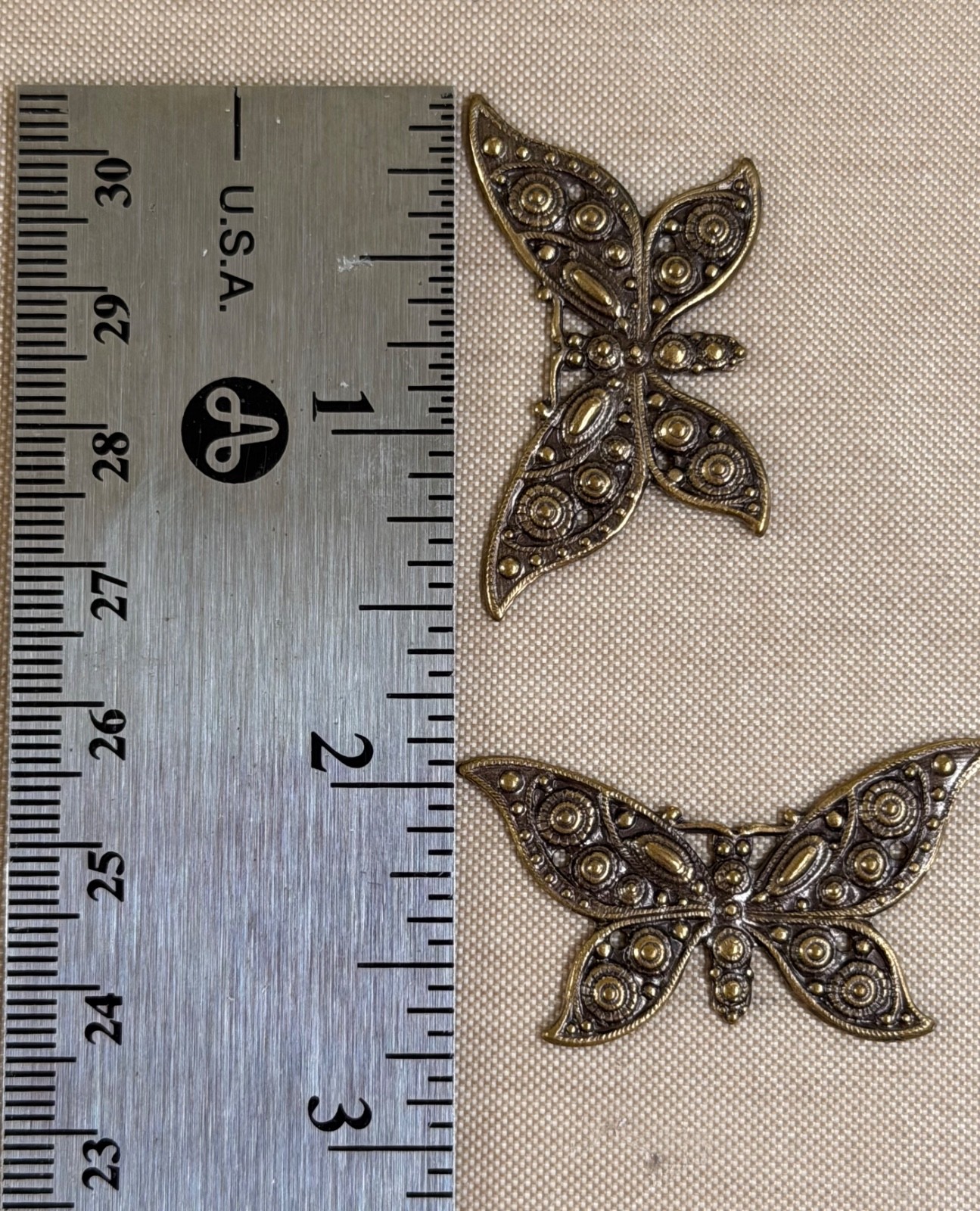 Lot of 15 Antique Brass Butterfly Filigree Connectors