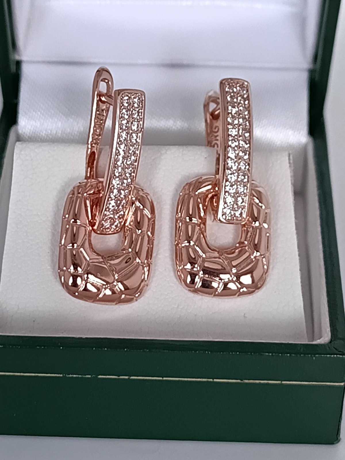 Vintage 1990-s 14 Ct Rolled Gold Zircons Earrings-Hallmarked 585 RG