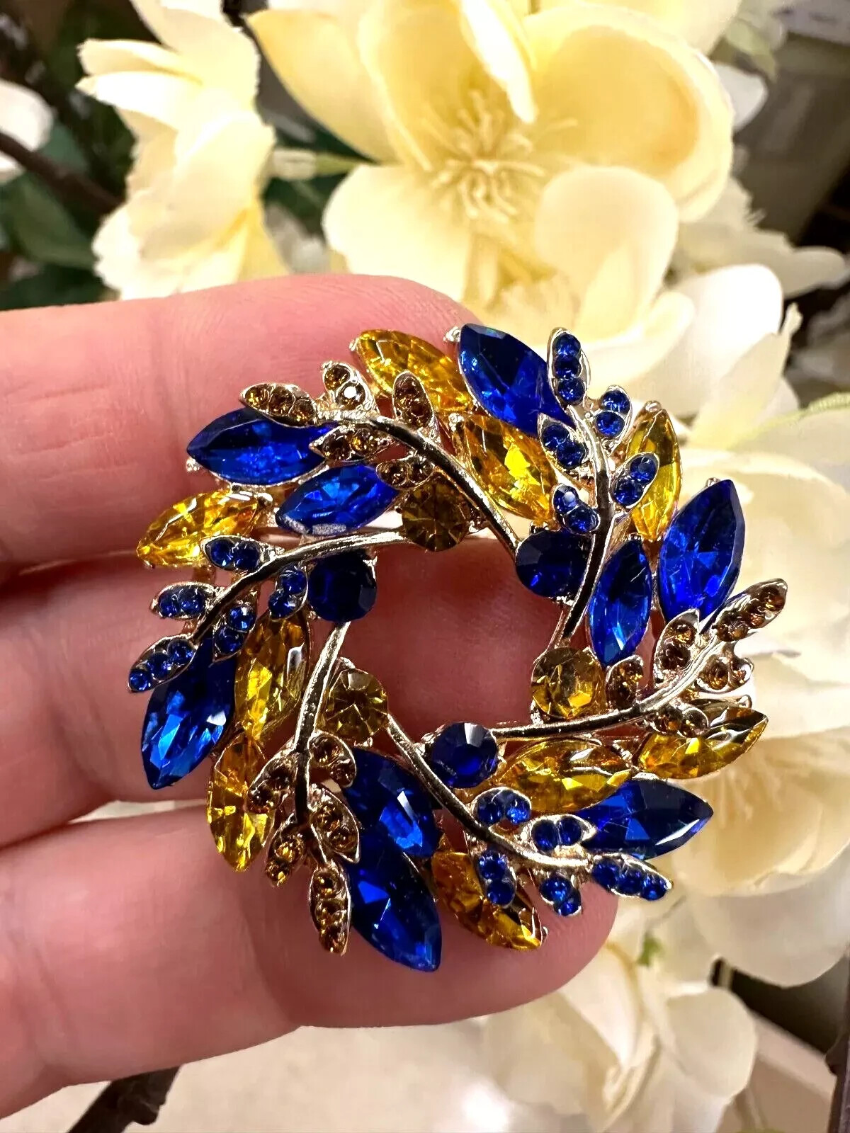 New Ukrainian Easter Wreath Rhinestone Brooch, Wheat Pin, Easter Gift For Her