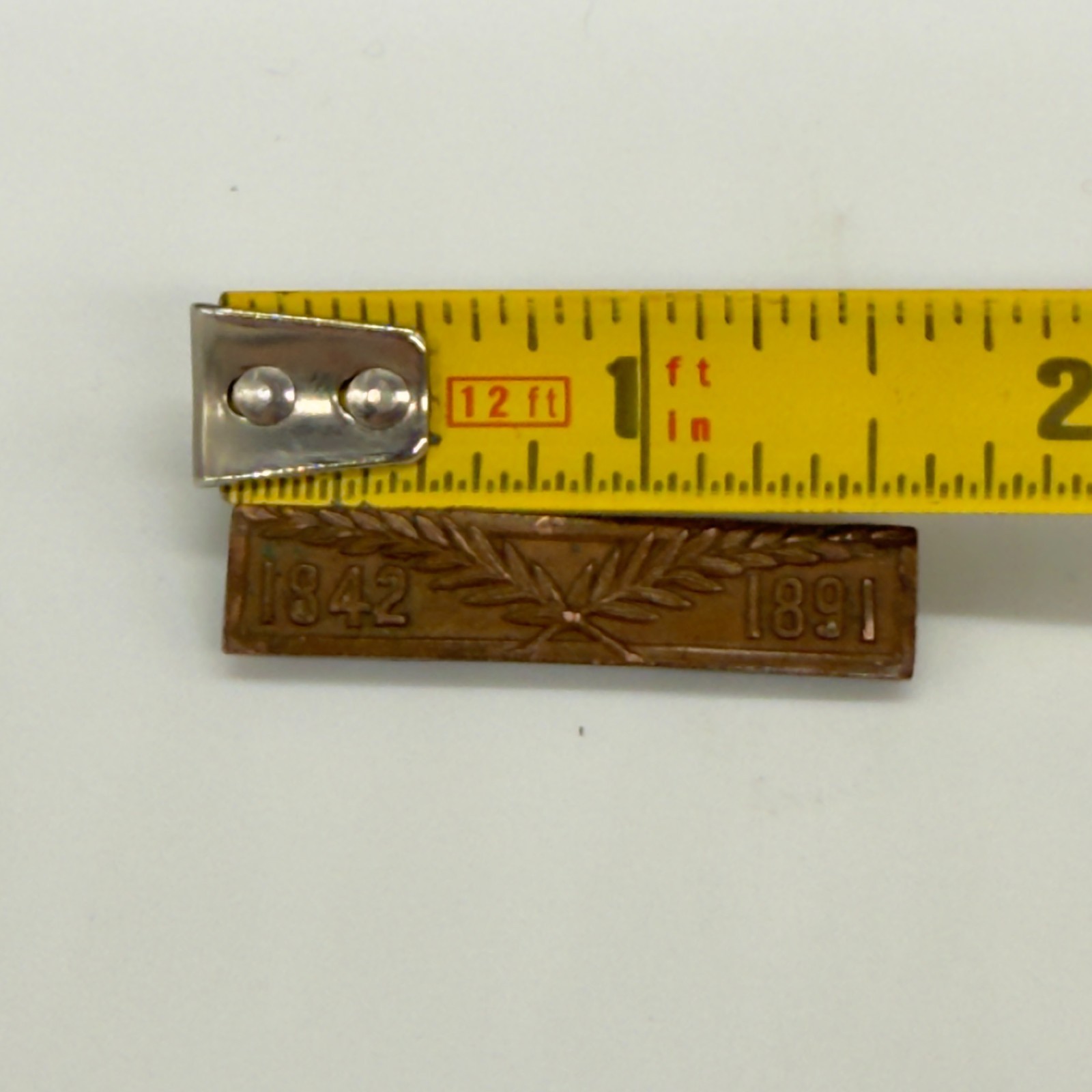Vintage Antique Pin Brooch Military 1842 1891 Embossed 1.5 Inches