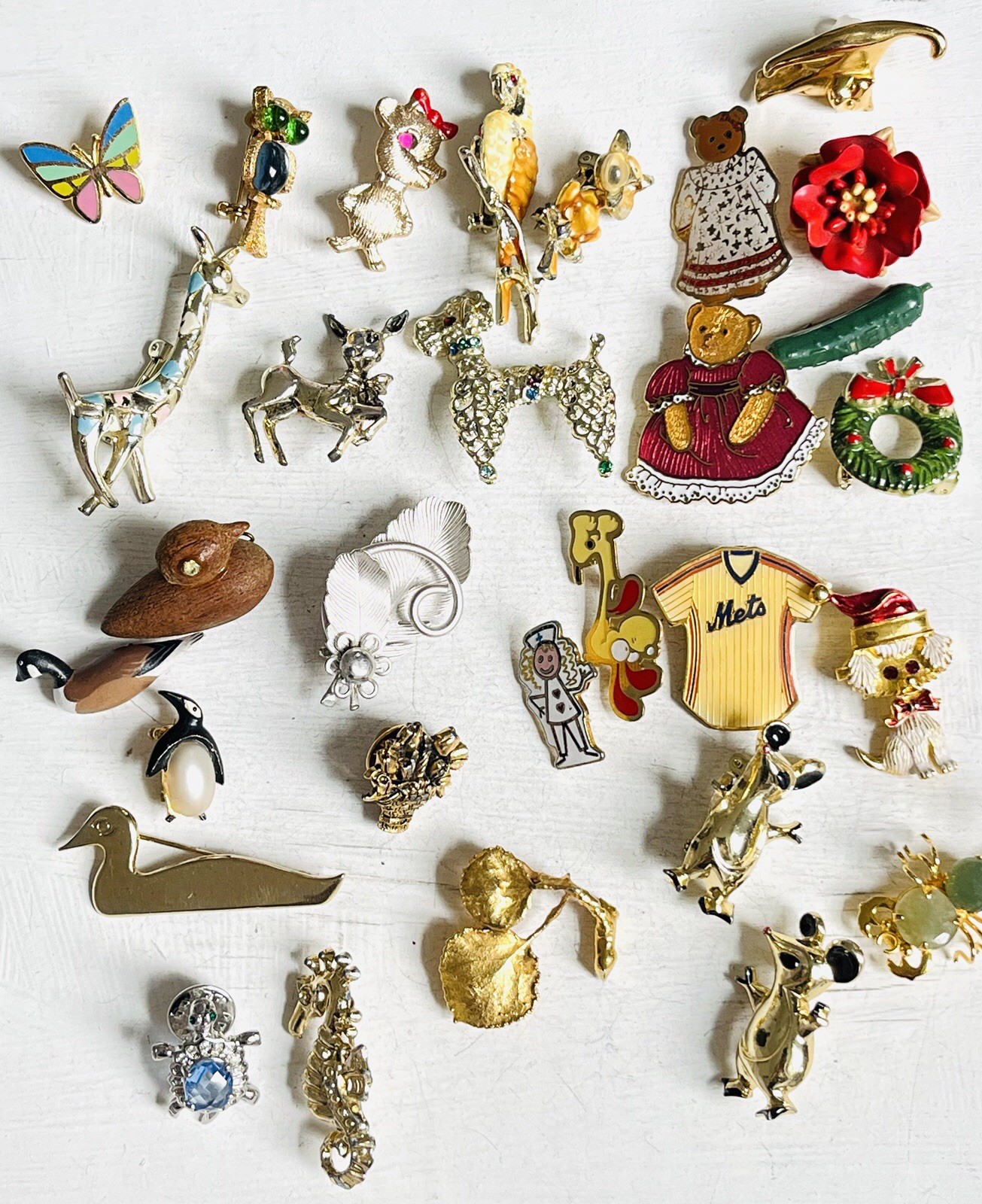 Vintage Jewelry Lot Brooches Small Pins Enamel Rhinestones Animals 1950 – 1980