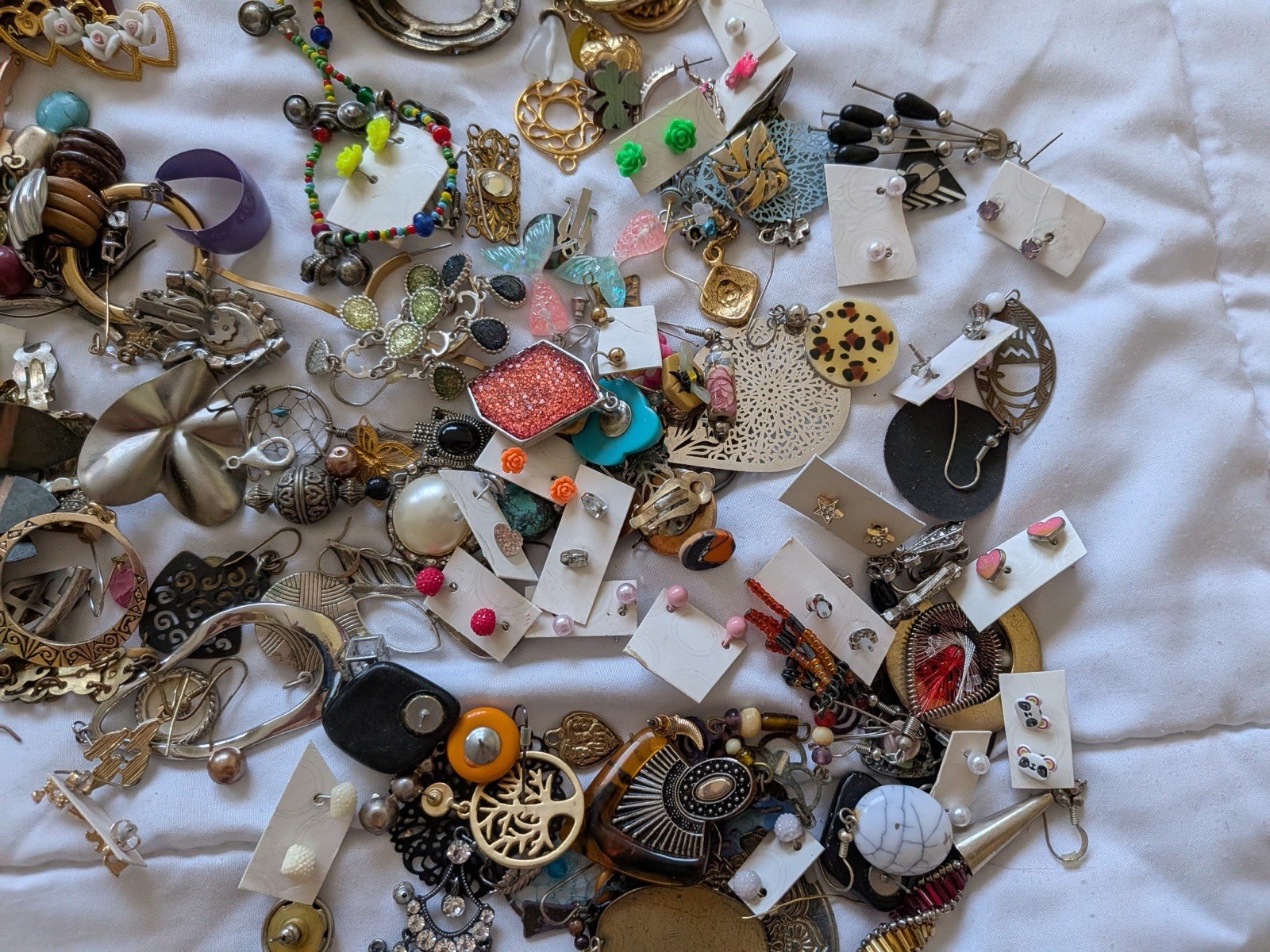 Craft Earrings Lot, 1 lb., mismatched.
