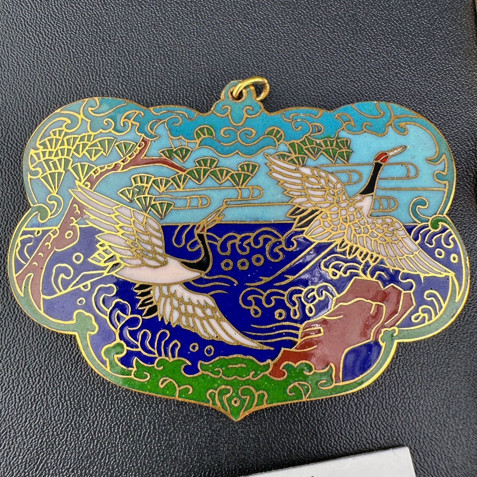 Vintage Cloisonne Enamel Pendant Lot LG Heavy Medallions Puffy Peacock WWII 71st