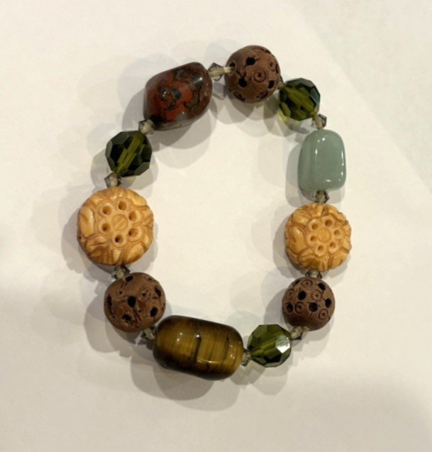 Vintage Bohemian Mixed Stone/Carved Bracelet