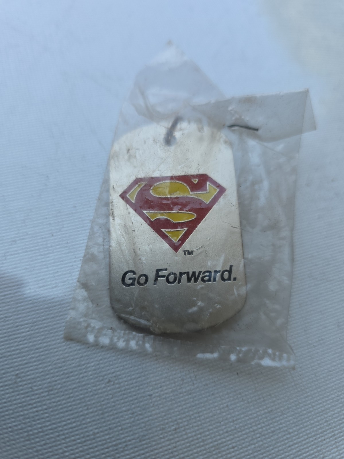 Christopher Reeve Foundation, Superman “Go Forward.” Keychain, Dog Tag TM & DC