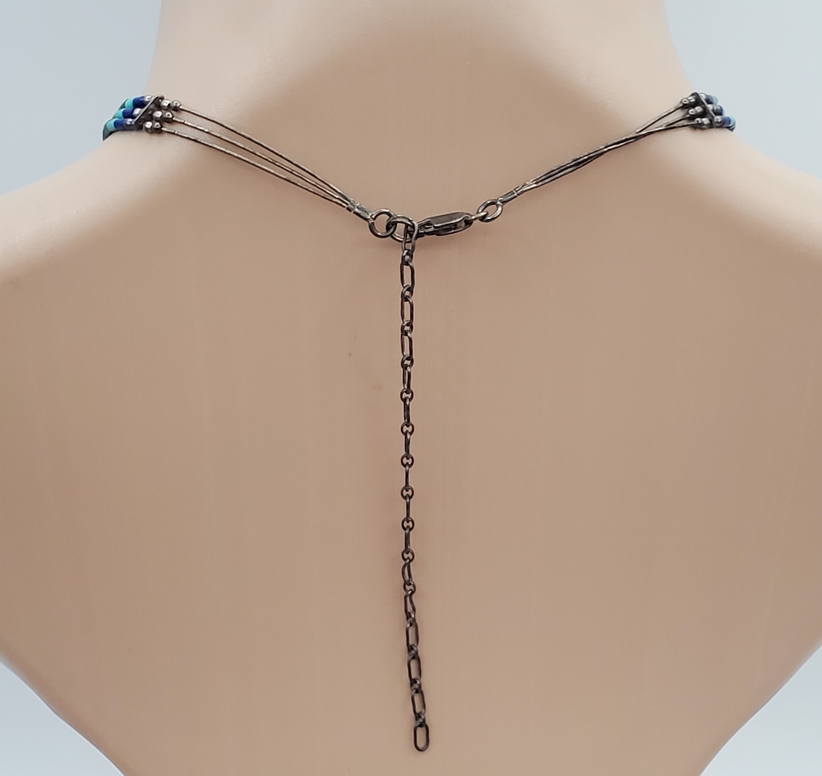 VTG 925 Southwestern Choker 17in Necklace Sterling Silver 6gtw Adjustable Length