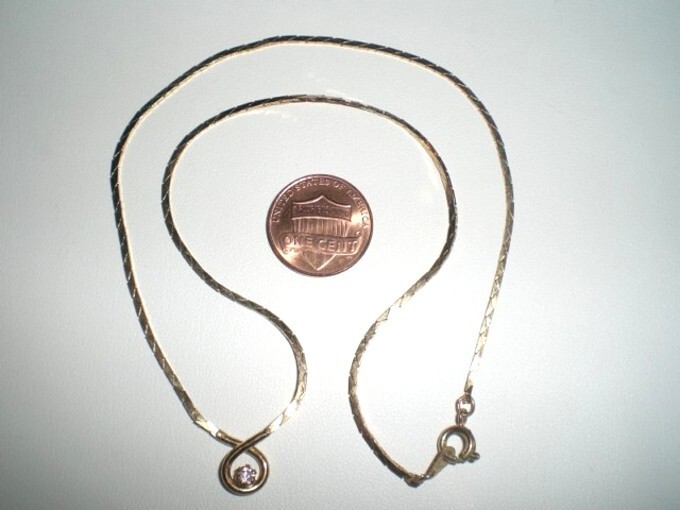 1 RETRO GOLD LIGHT AMETHYST RHINESTONE LOVE KNOT 16″ CHAIN NECKLACE R563
