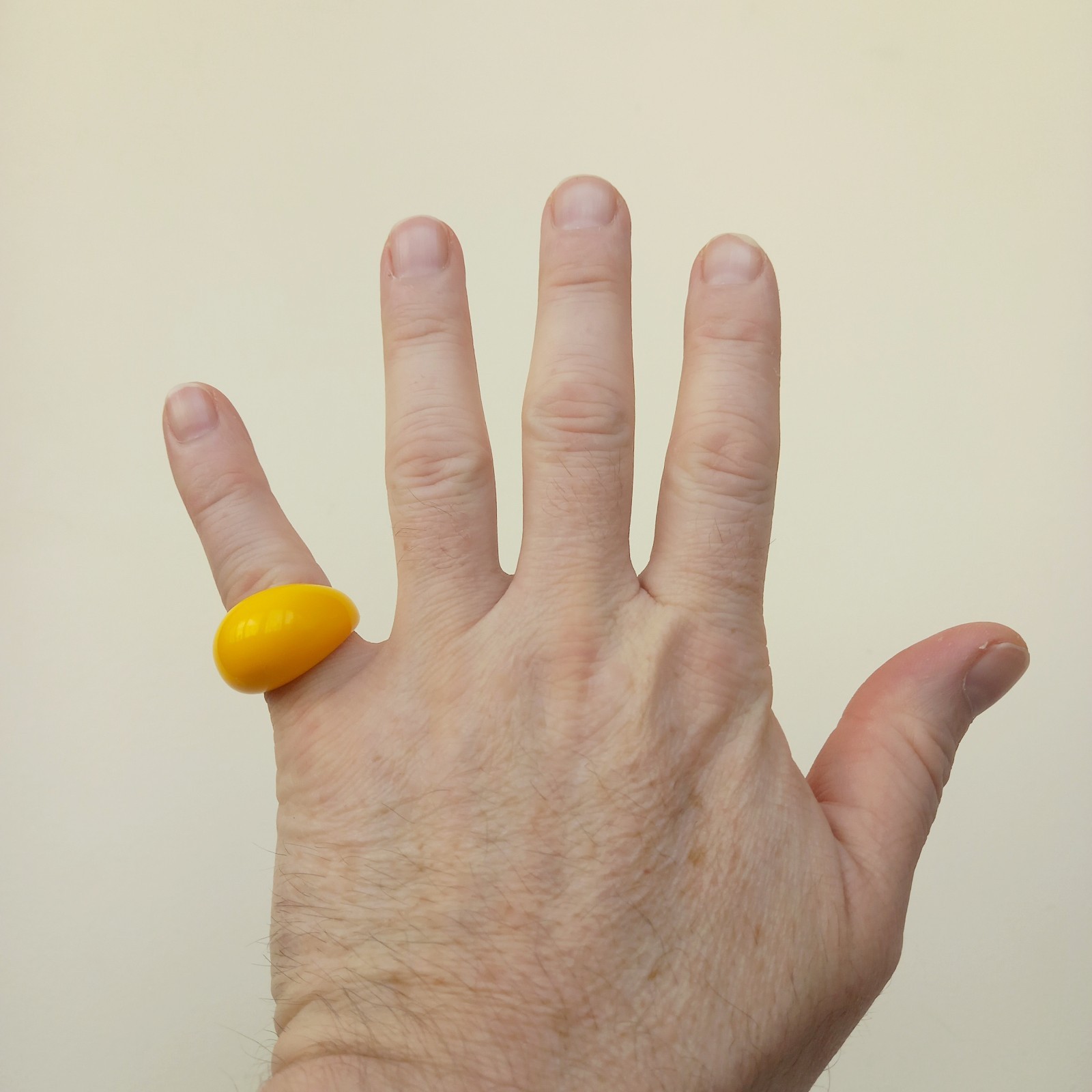 Summer Ring № 167 Lucite Acrylic Plastic Dome Ring Yellow Color Size 8