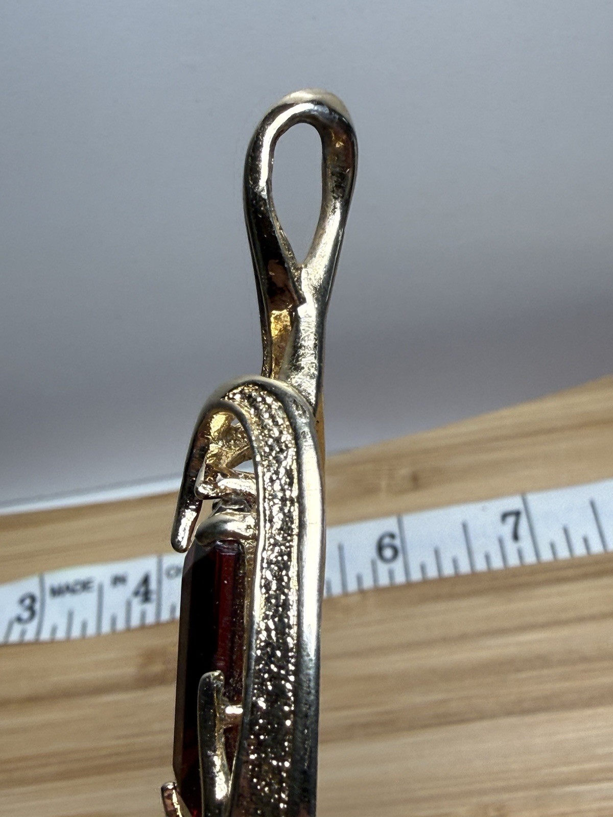 Vintage Sarah Coventry 1963 Molten Flame Topaz Line Statement Pendant Gold Tone
