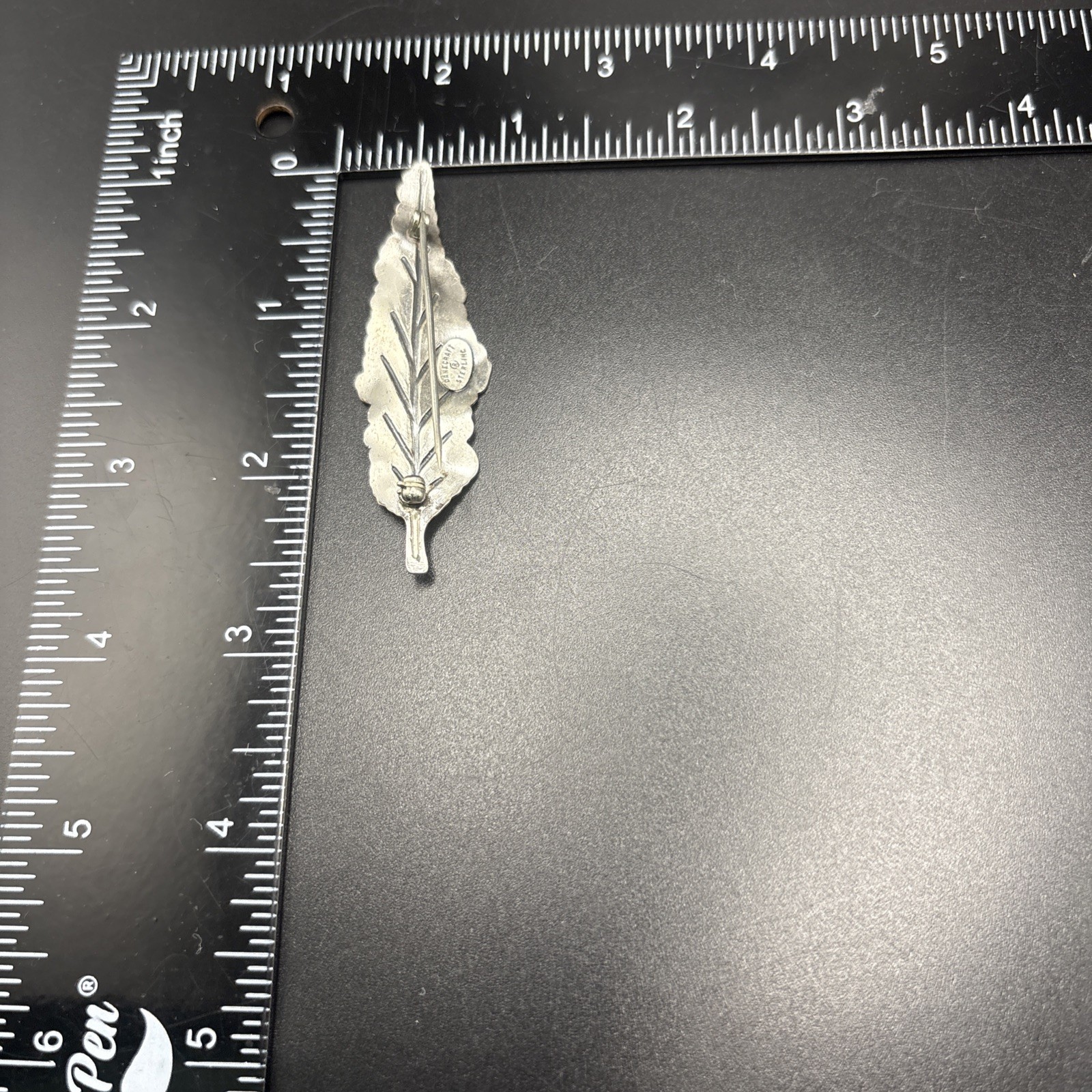 Vintage Danecraft sterling Silver brooch Pin Leaf Signed 2.5” 5g