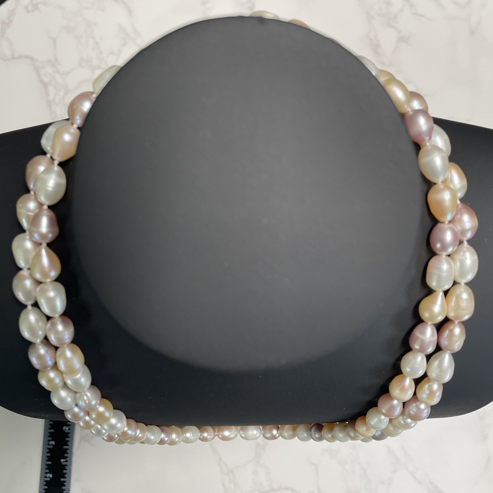 Vintage Baroque 8mm Multigradient Pink & Shape French Fresh Water Pearl Necklace