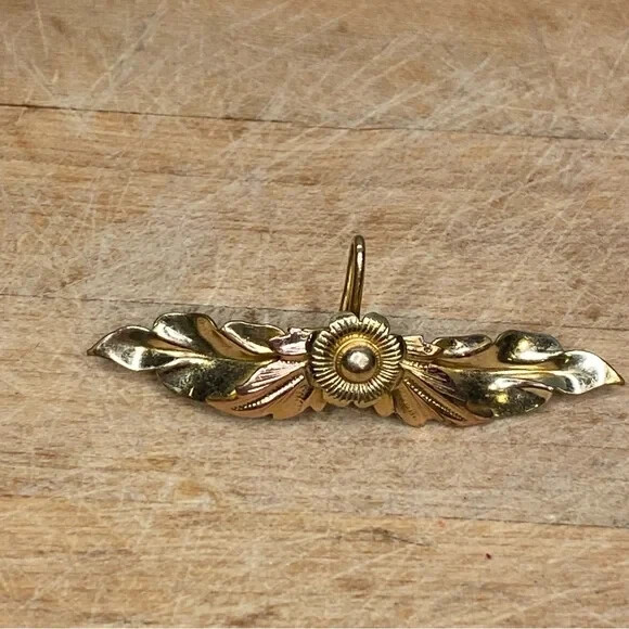 Antique Gold Floral Leaf Convertible Pendant Brooch