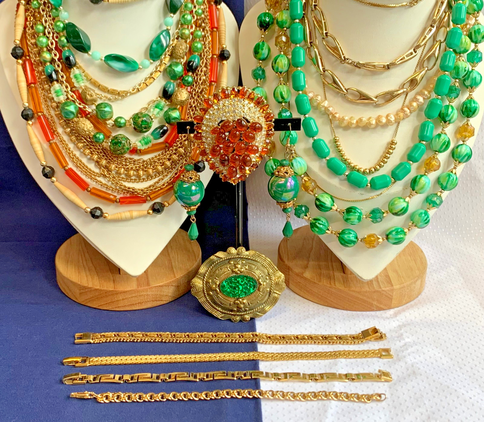 Vtg Costume Jewelry Lot Heidi Klum Trifari Rhinestone Pearl Lucite Bead