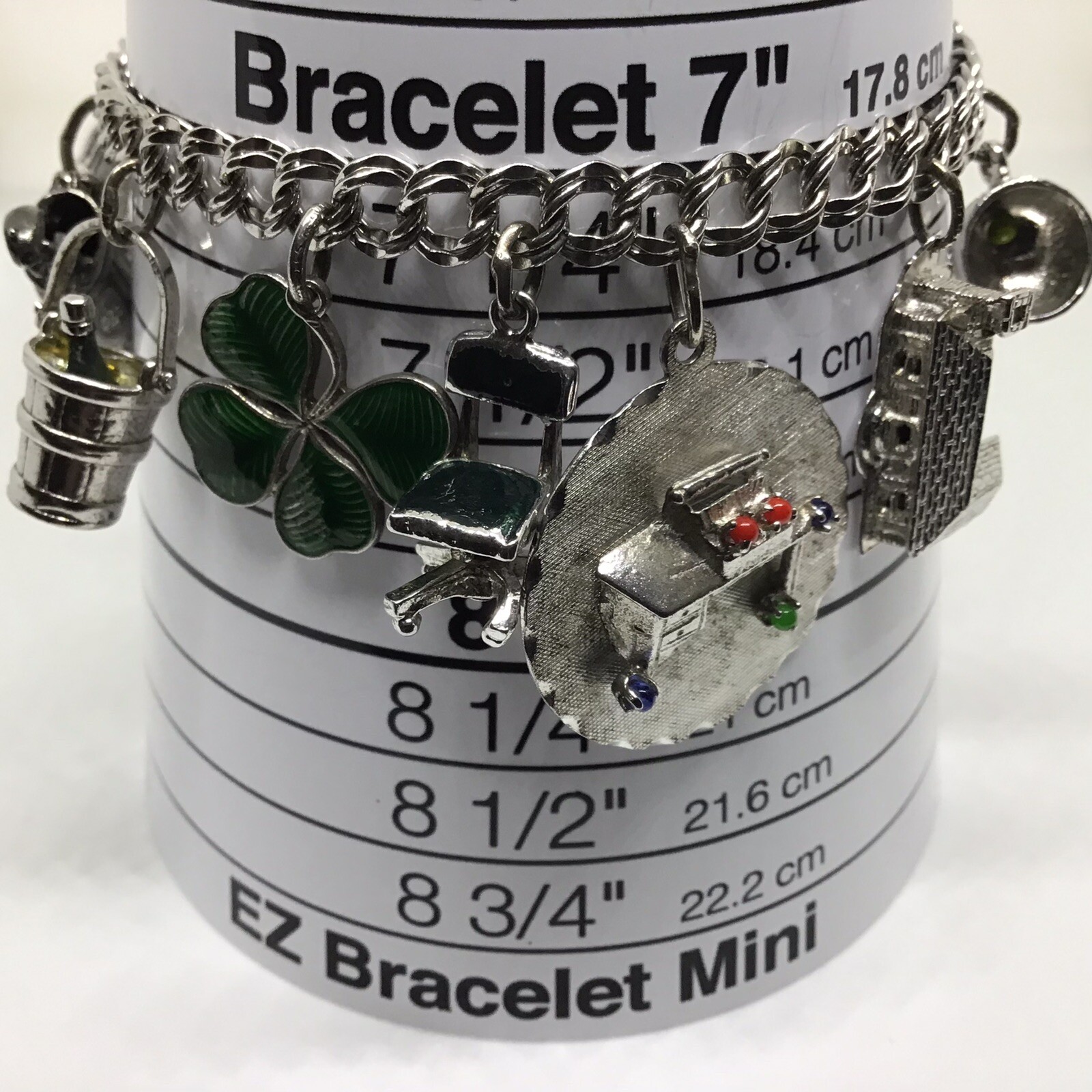 Vtg Sterling Silver 12 Charm Bracelet 7” Love Luck Success Golf Ice Pick 40g
