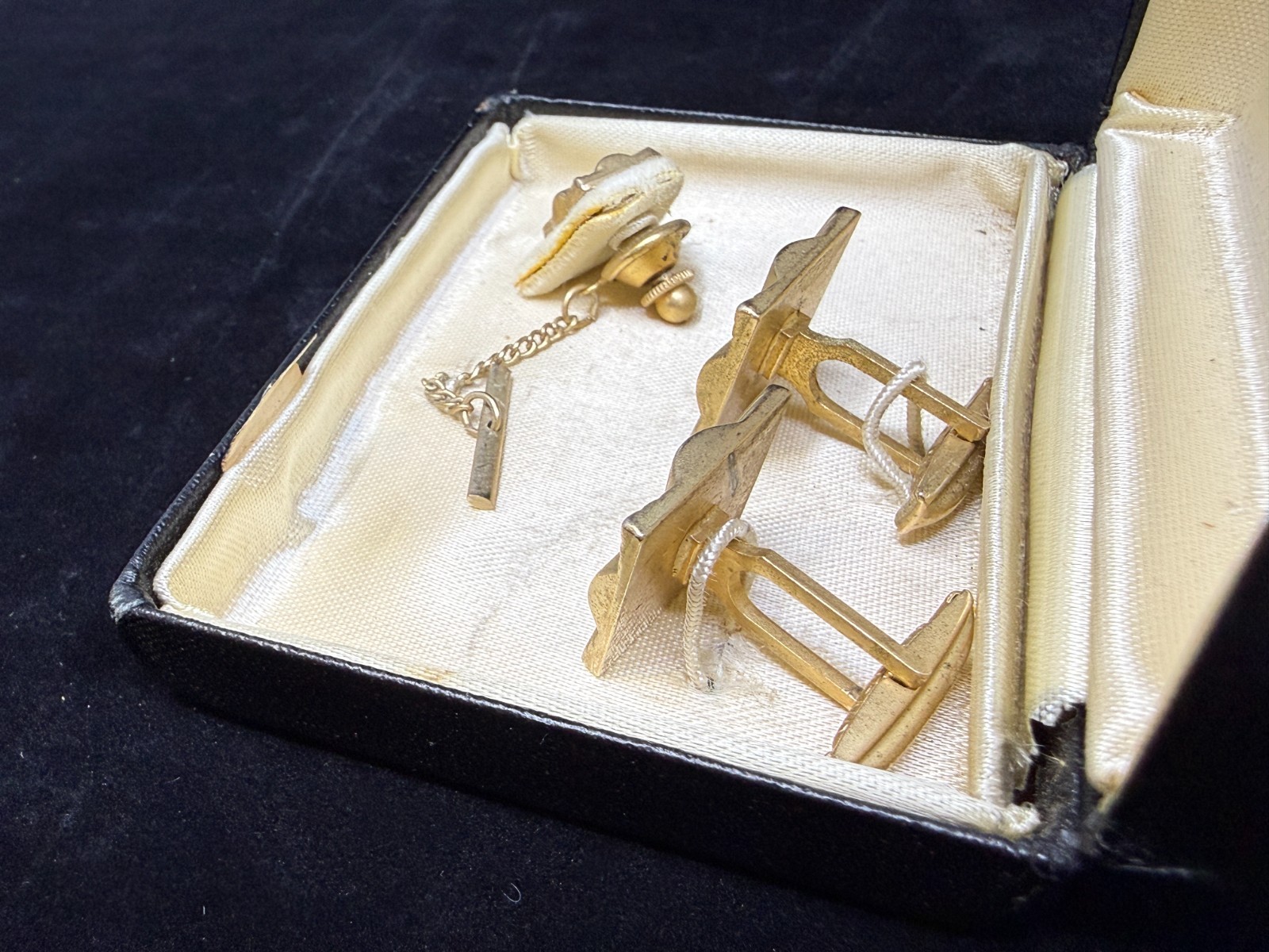 Vintage 1950s Anson Cufflinks & Tie Pin Clip Set NOS Unused in Original Box