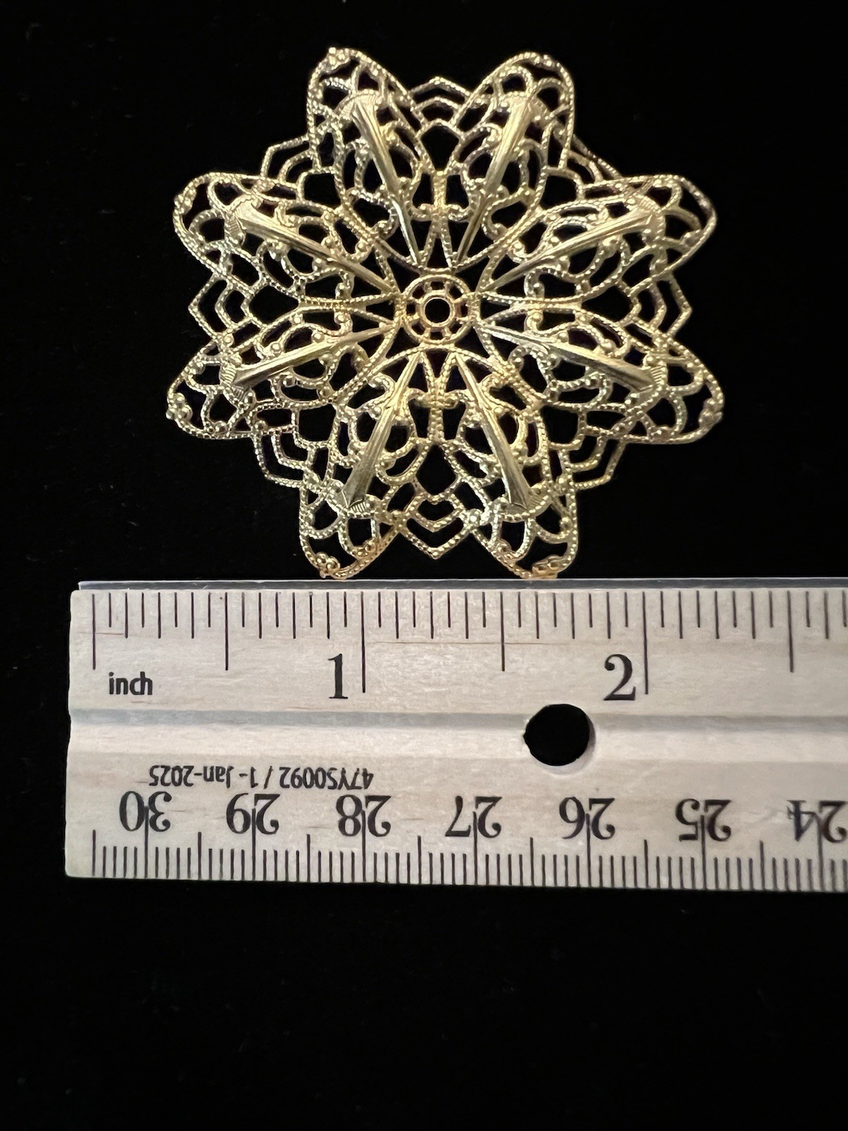 Vintage Brass Filligree Stamping 22K Gold Plated from Famous Maker