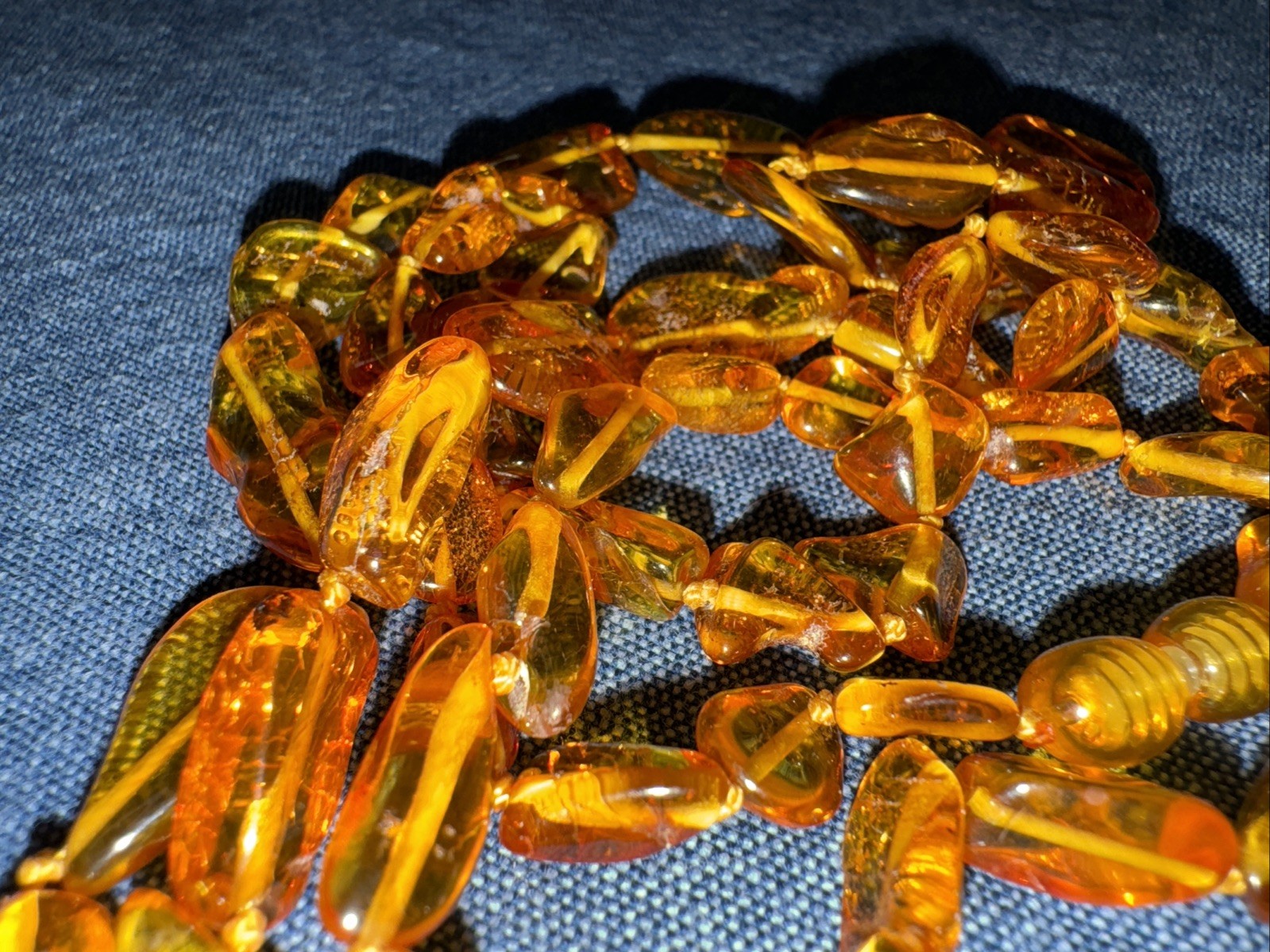 Genuine Baltic Amber Bead Necklace • Polished Honey Amber Nuggets