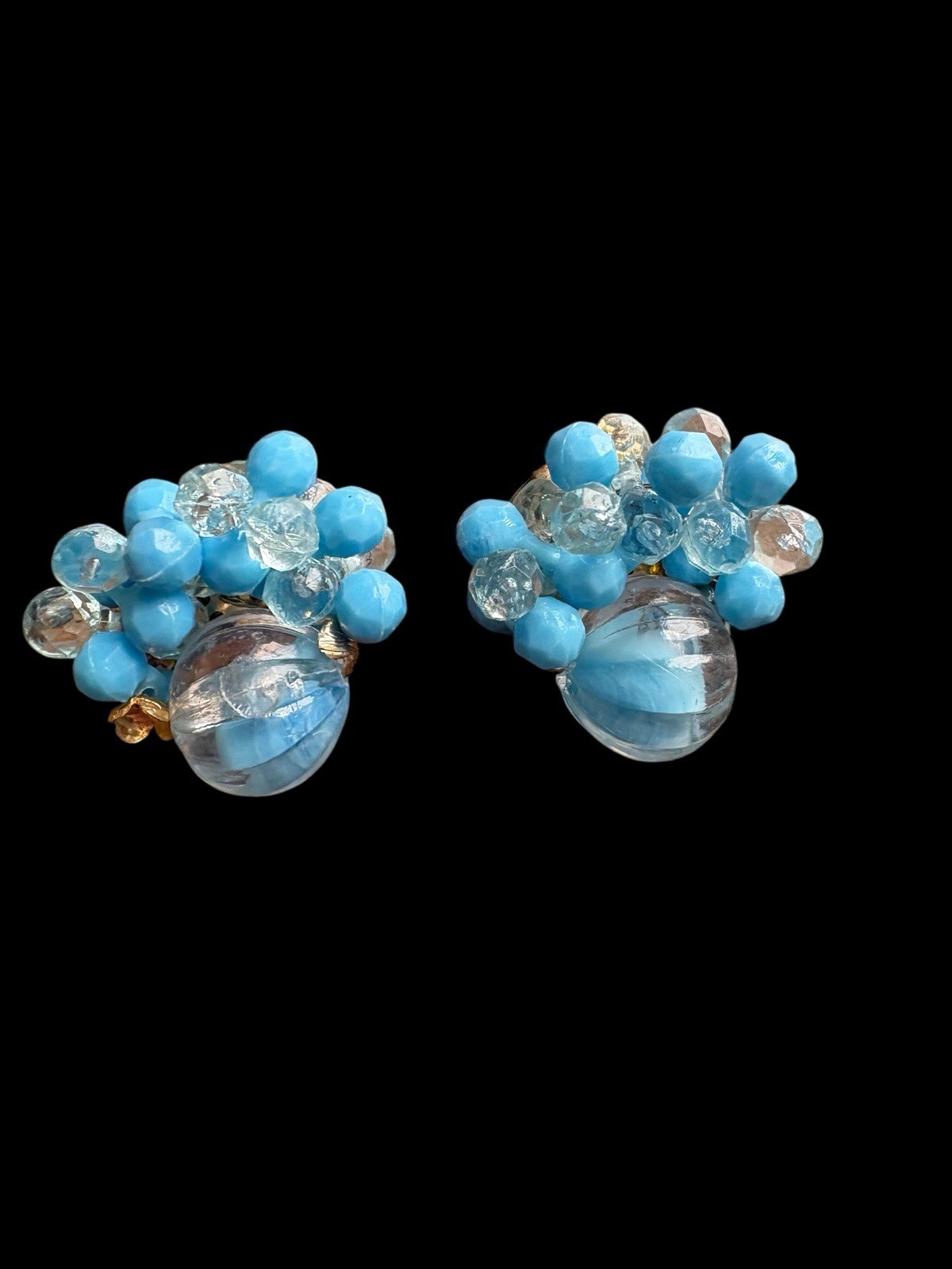 Vintage Beaded Cluster Clip On Earrings Lot 11 Japan, Hong Kong