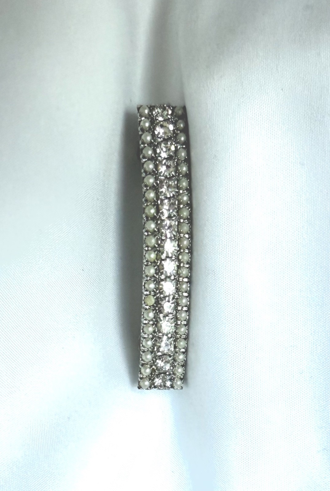 Creamy Pearls & Crystal Rhinestone Diamonds Vintage 3″ Hair Pin