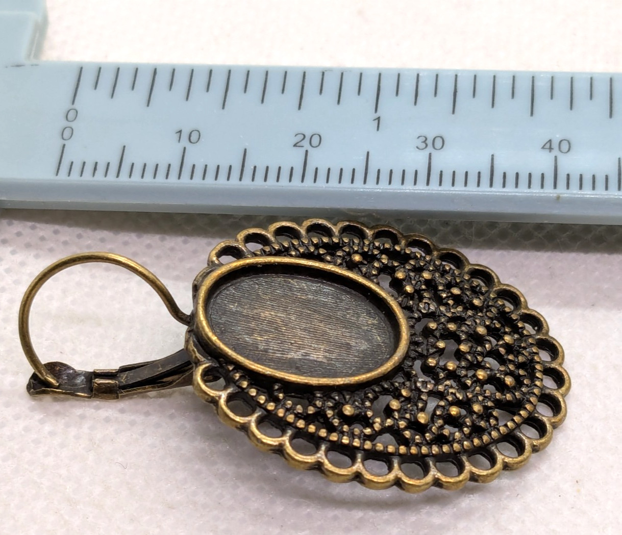 10 Bronze Colored Earring Blanks Bezel Settings Filigree Border Cabochon Base