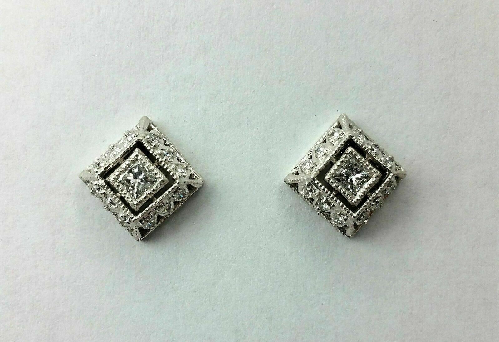 Art Deco Vintage Style 2.85Ct Diamond Engagement 14K White Gold Finish Earrings