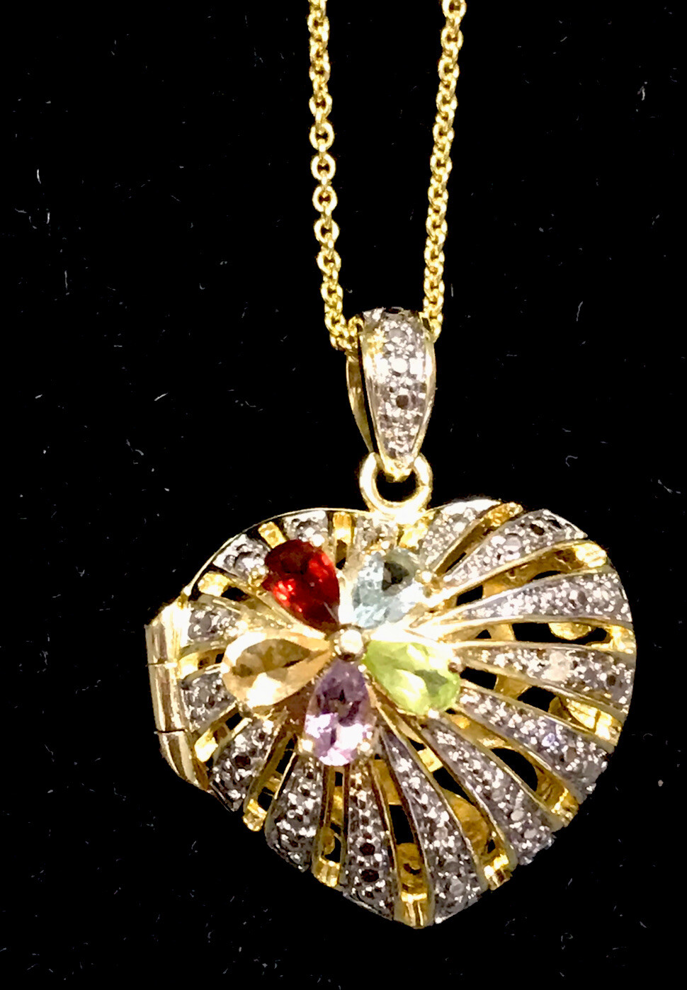 Sterling Silver 925 Gold Vermeil Heart Locket 18” Necklace