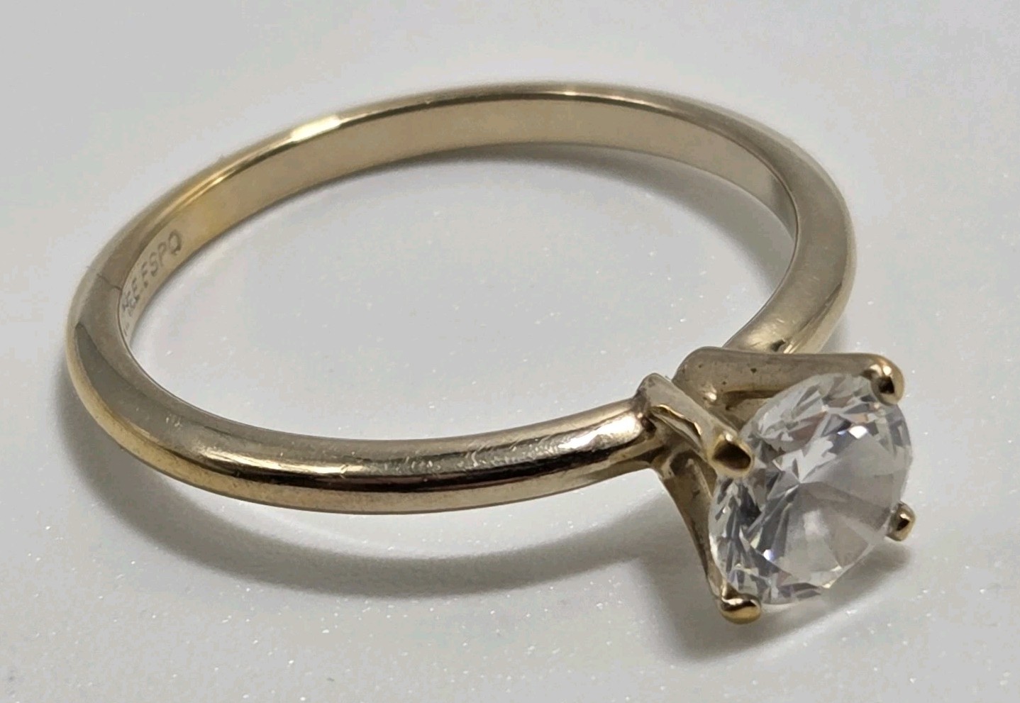 VTG ESPO 14KT Yellow Gold G.E. Electroplated Cubic Zirconia Solitaire Ring SZ9.5