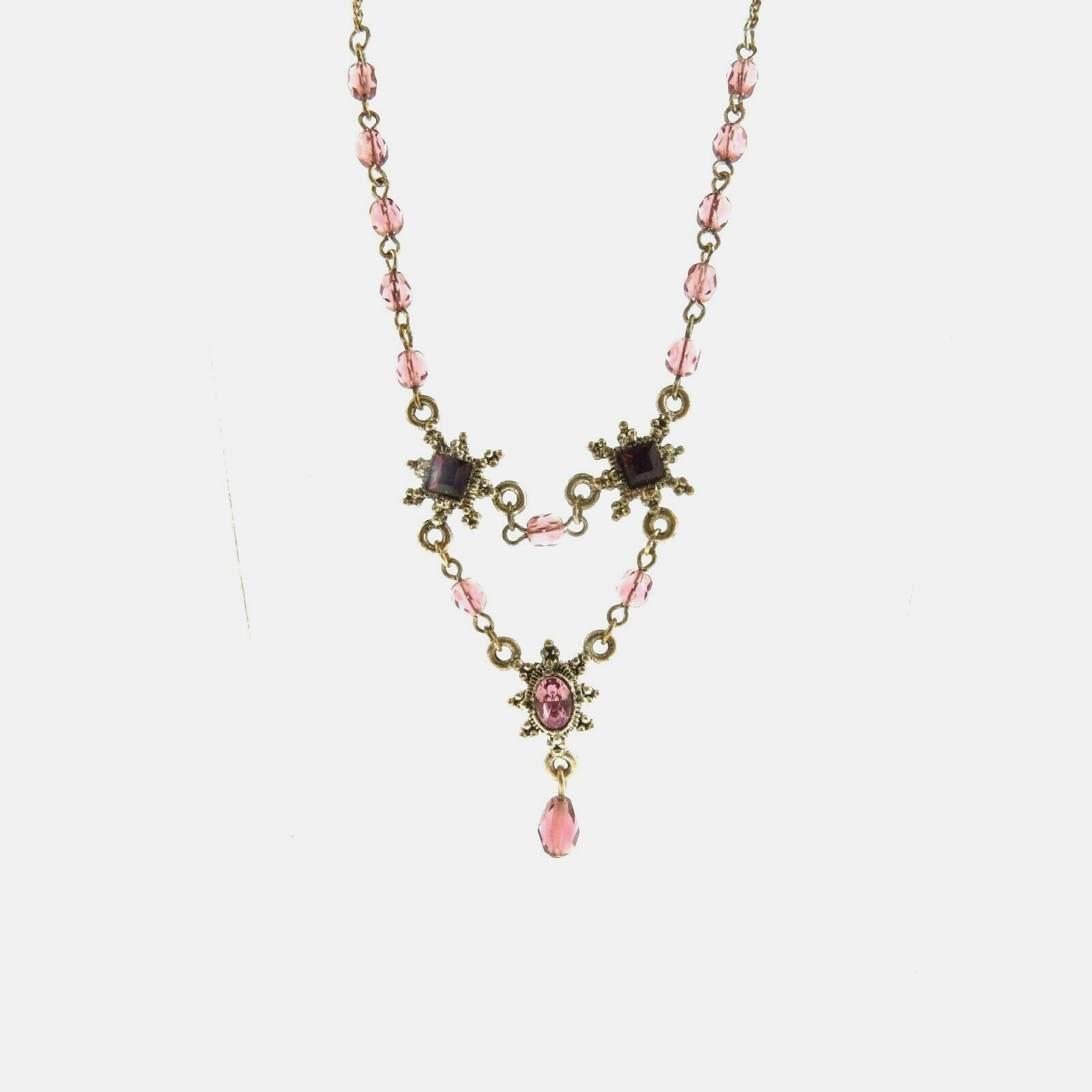 Purple Crystal Floral Necklace Victorian Style 1.5*16*19