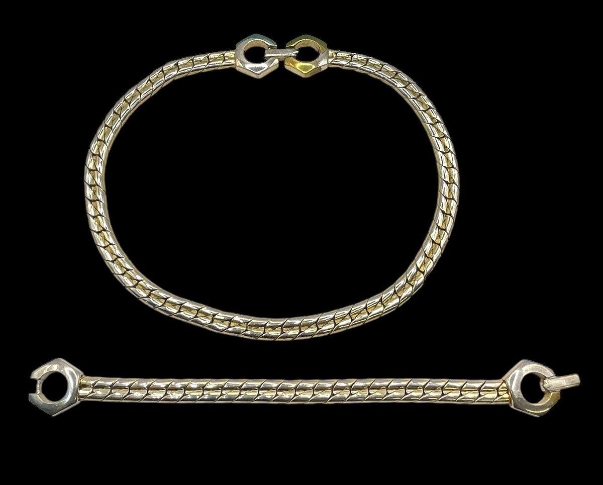 Vintage Curb Chain Necklace And Bracelet Set