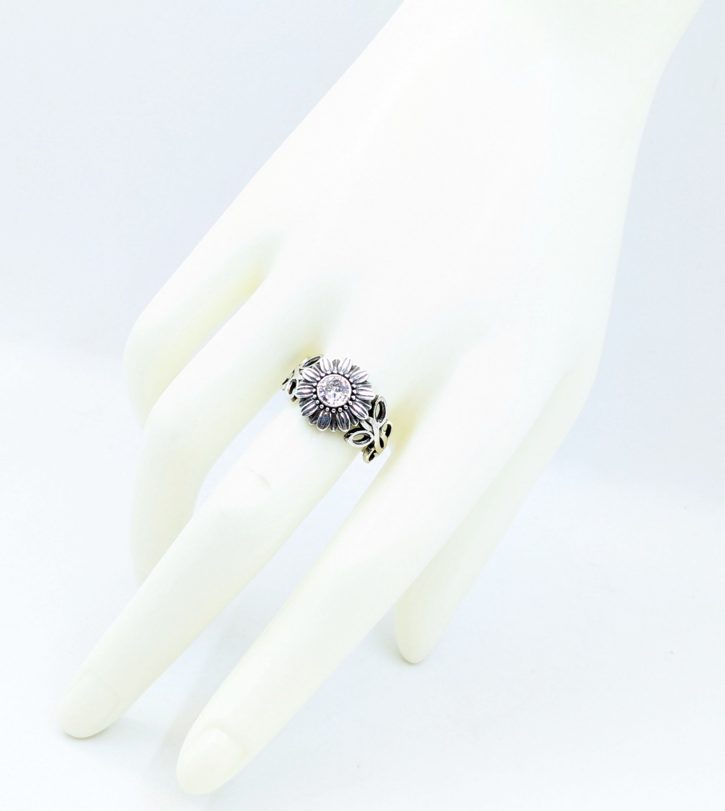 Vintage Elegant RING Silver 925 with Chic Bright Stone -size: 9.5US (19mm) | #2