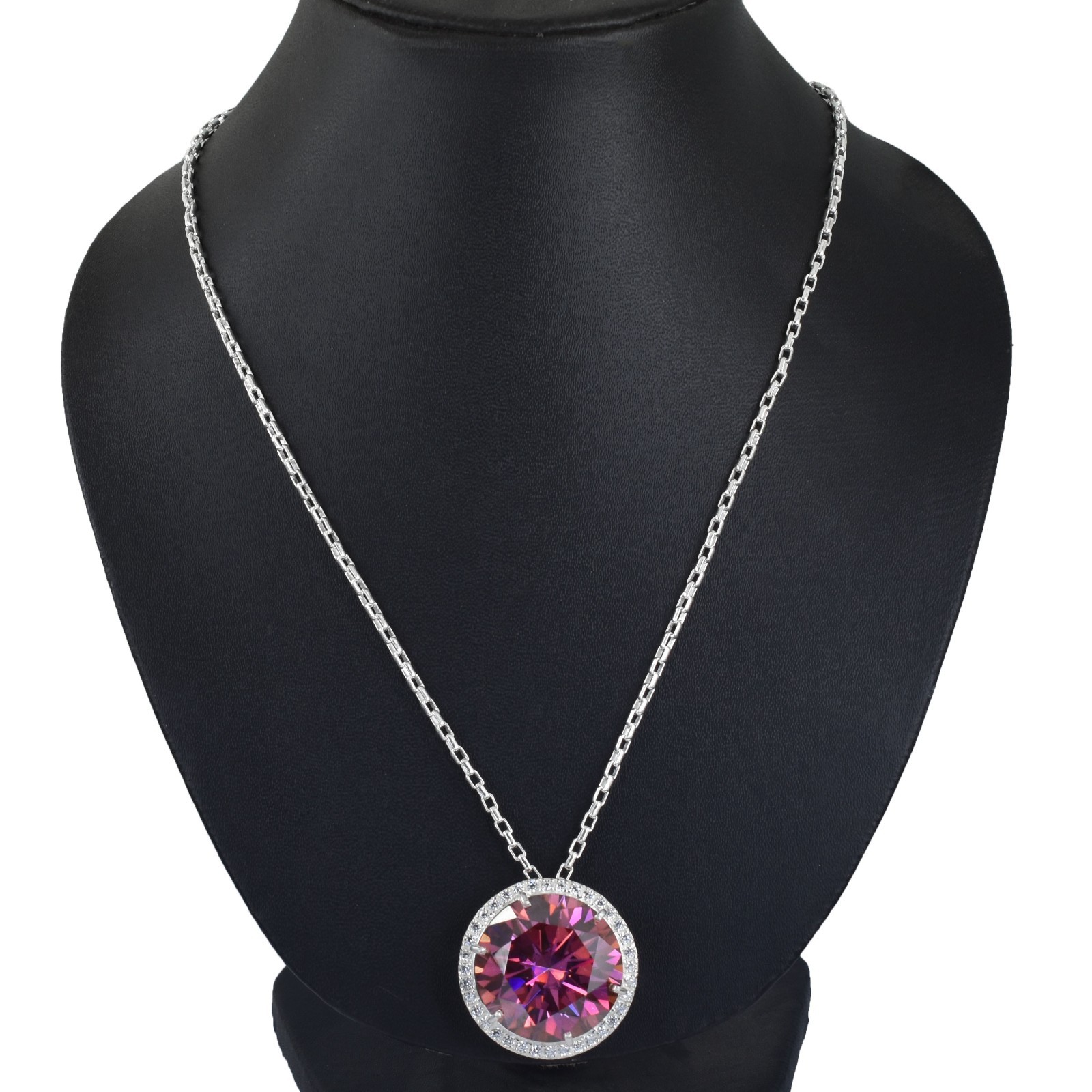 RARE 14 Ct Pink Diamond Solitire Necklace-Amazing Shine-FREE Diamond Studs