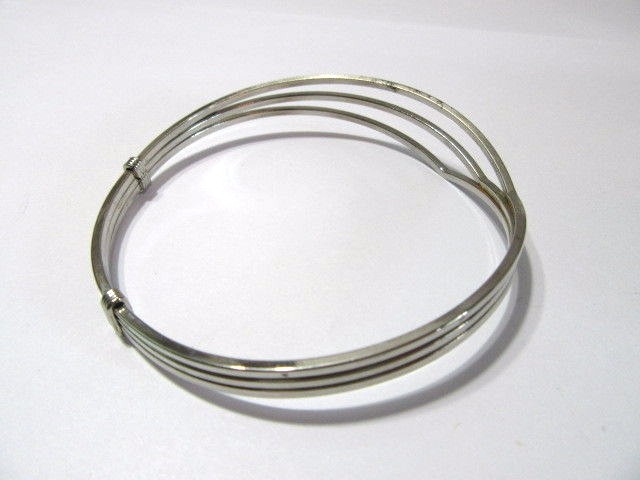 SILVER TONE PLATED METAL STYLISH WIRE TRENDY BRACELET BANGLE OPEN WORK VINTAGE