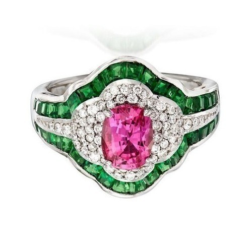3.12Ct Art Deco Style Lab Created Diamond Emerald Wedding 14K White Gold FN Ring