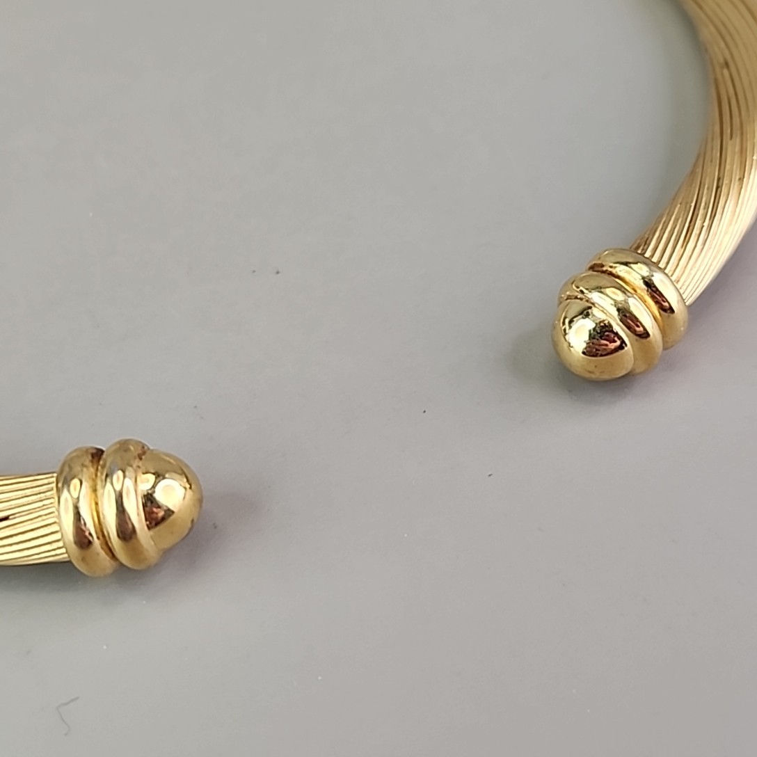 Vintage Wire Cable Torque Necklace Gold Tone Modernist Collar Rolled 14.5″