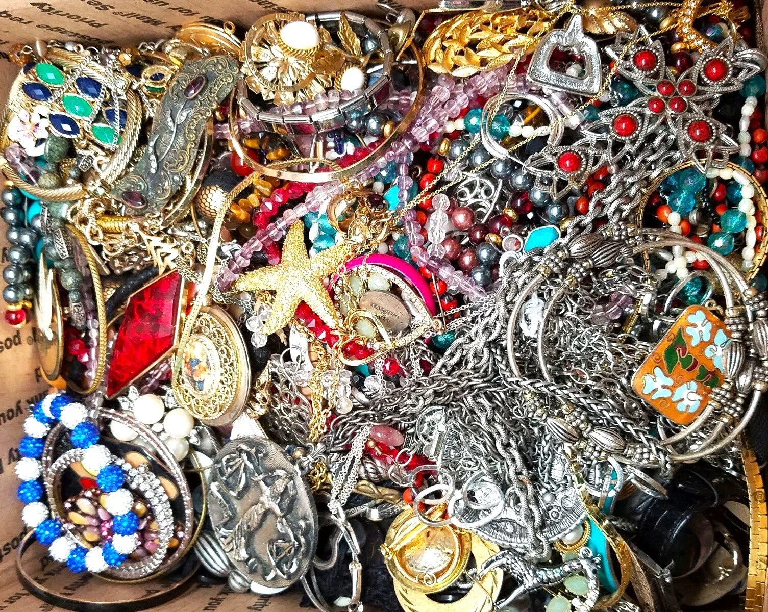1 Lb Mixed Jewelry Lot Ethnic Vintage-Modern DIY JUNK CRAFT REPAIR Unsorted