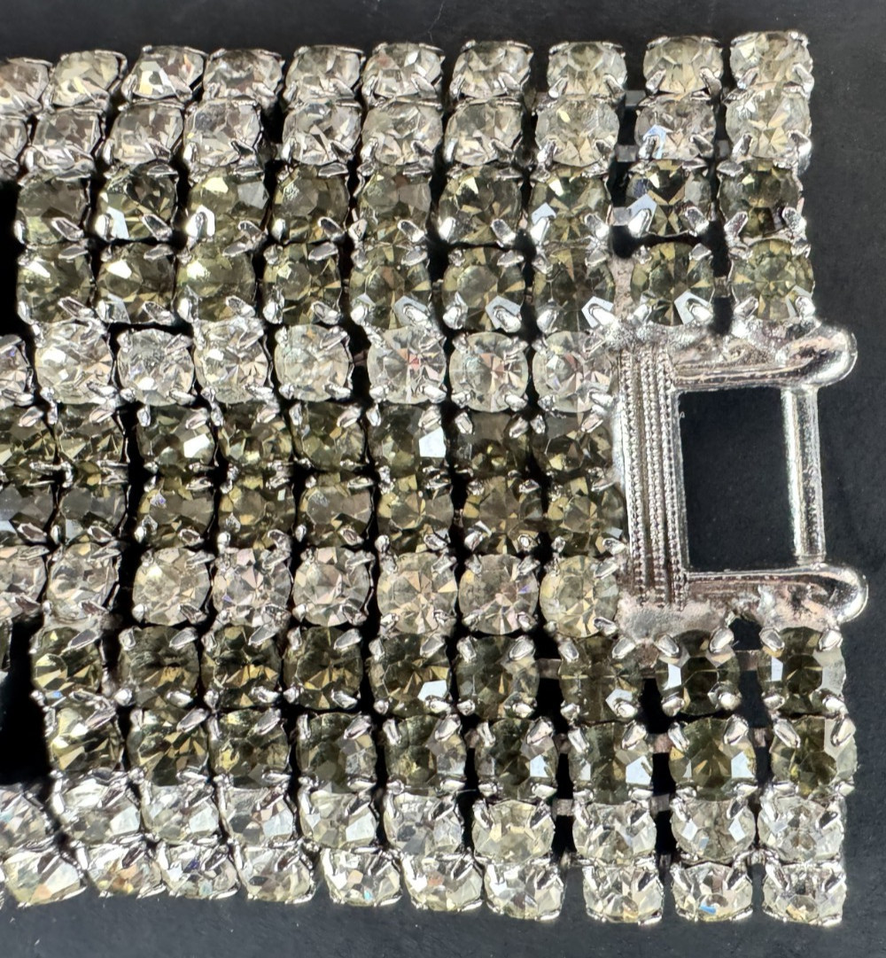 3 Piece VTG Clear White Rhinestone Wedding Necklace Bracelet Pin Costume Jewelry