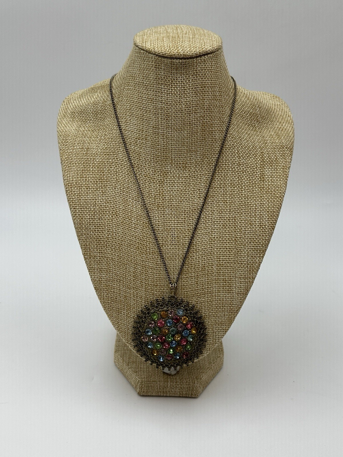 Little Nemo Rhinestone Pendant Necklace 1940s Pot Metal 18 In Beautiful Vintage