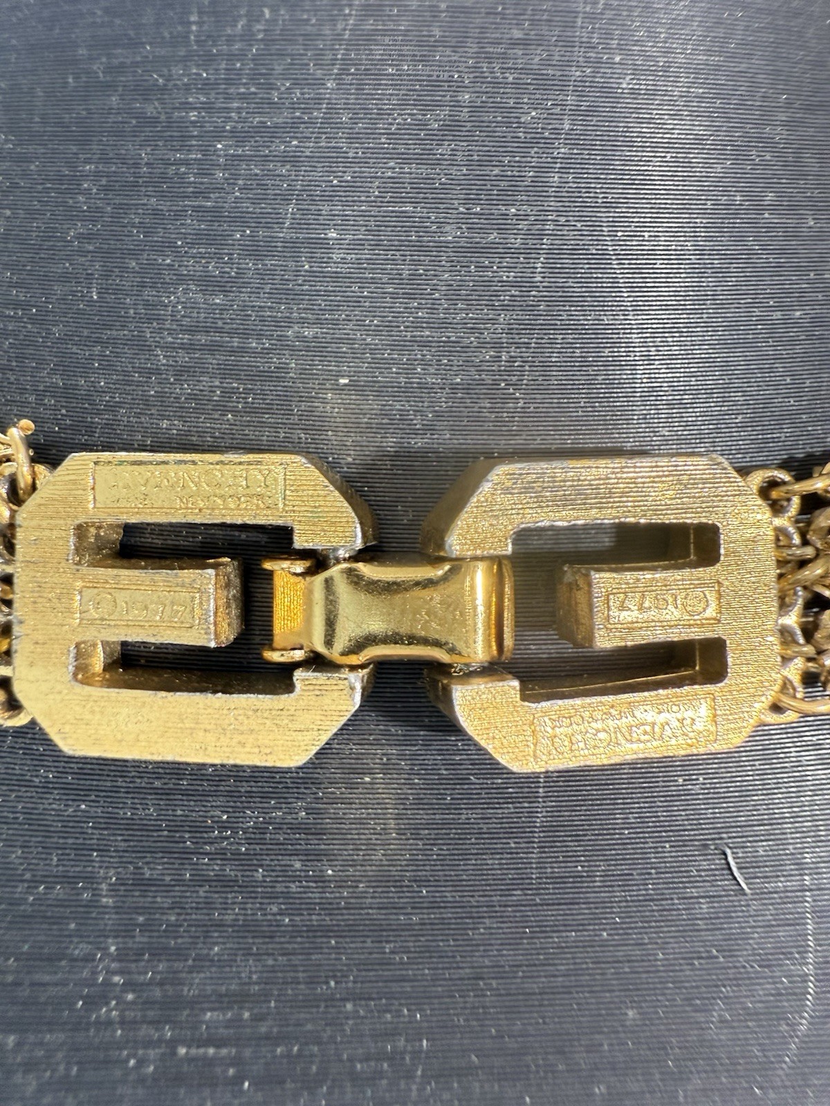 Vintage 1977 Givenchy G-Link 5 Strand Multi-Layered Gold Tone Necklace