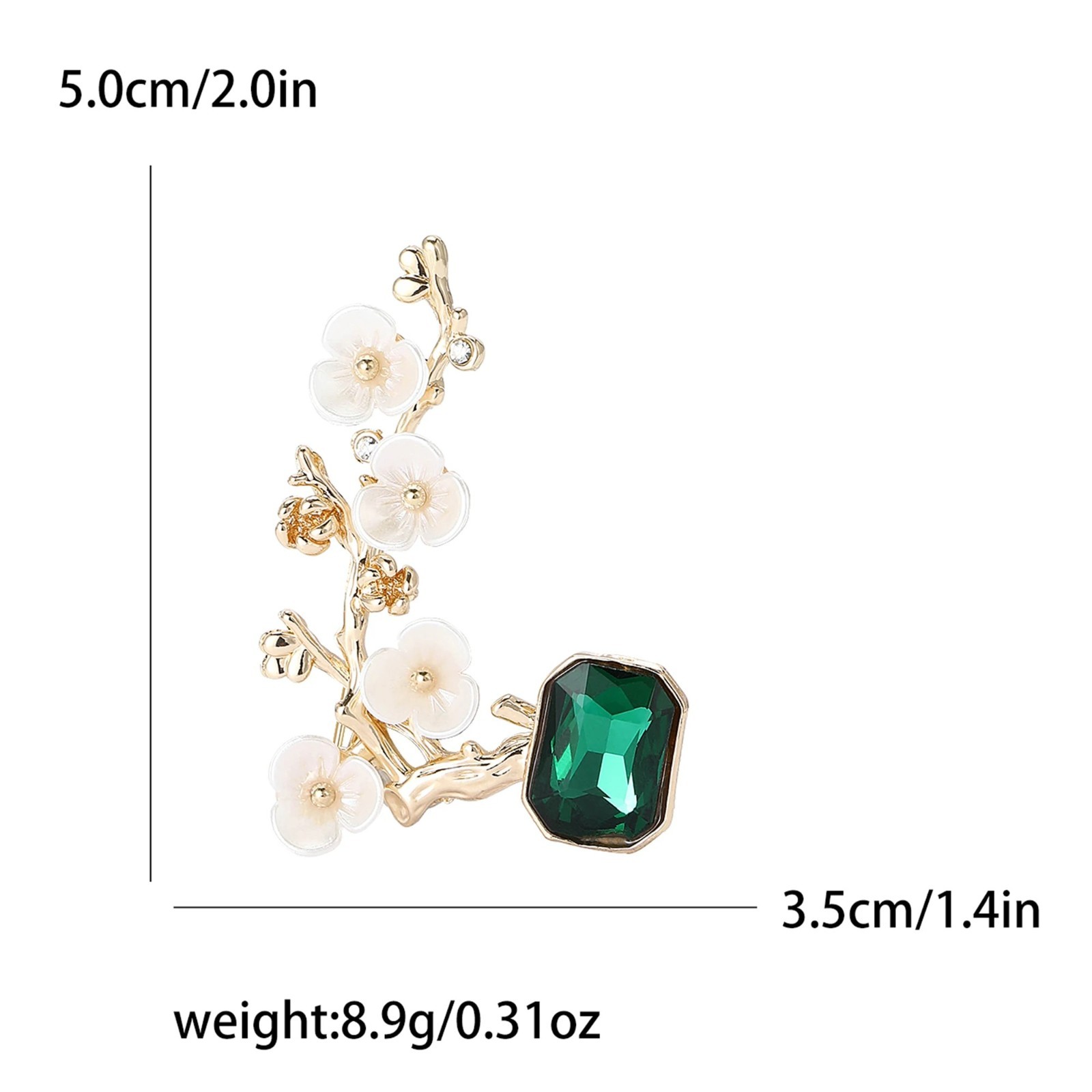 Large Vintage Crystal Rhinestone Flowers in A Green Vase Brooches Pins for Women