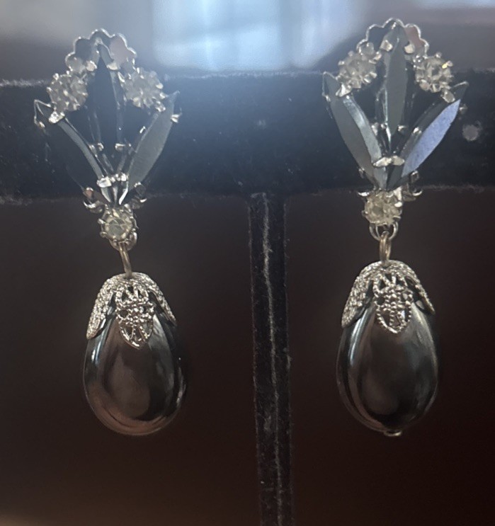 Juliana Hematite Vintage Rhinestone Drop Earrings