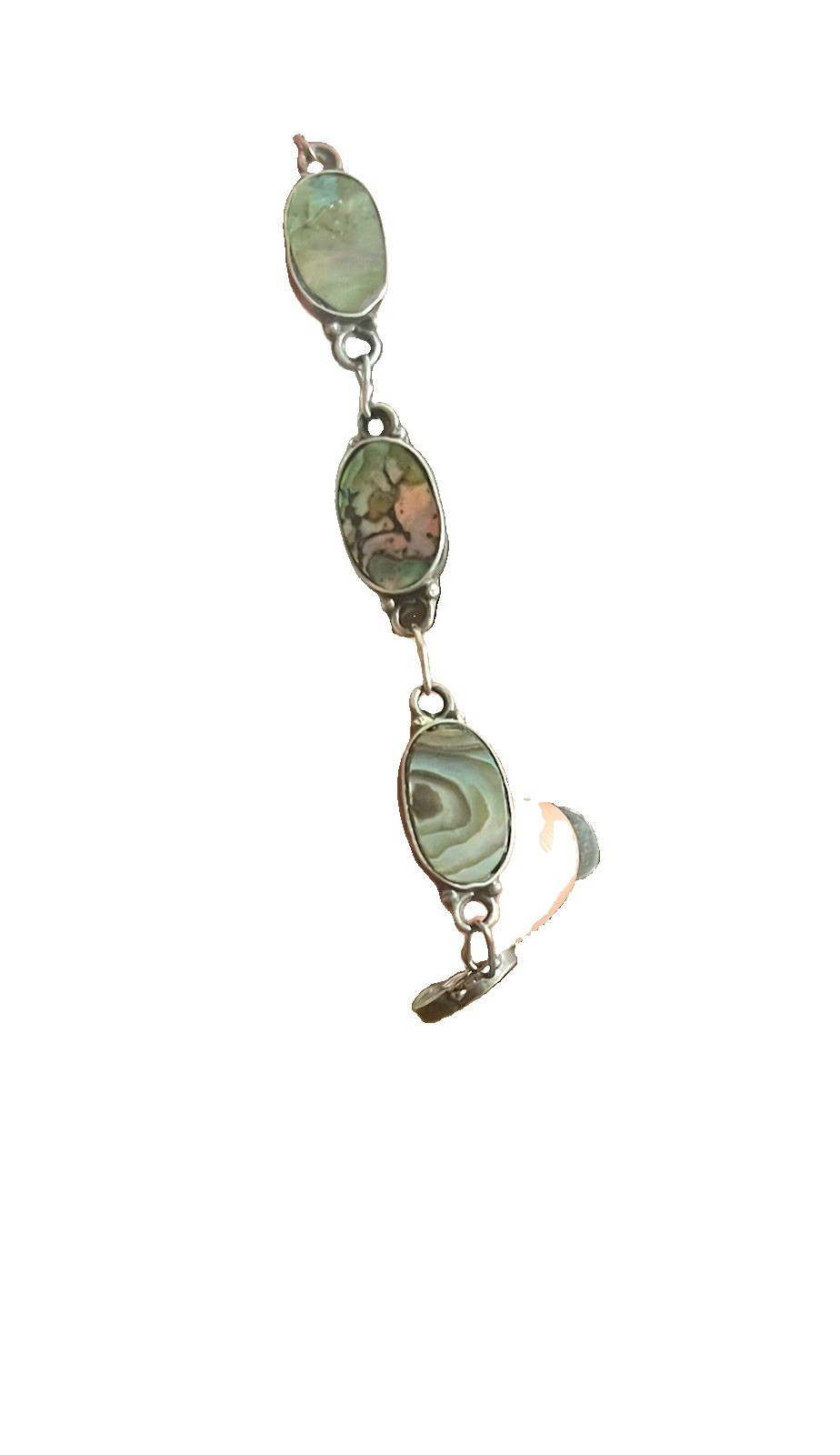 Vintage Sterling And Abalone Bracelet . 6.75 Inches. Acid Tested